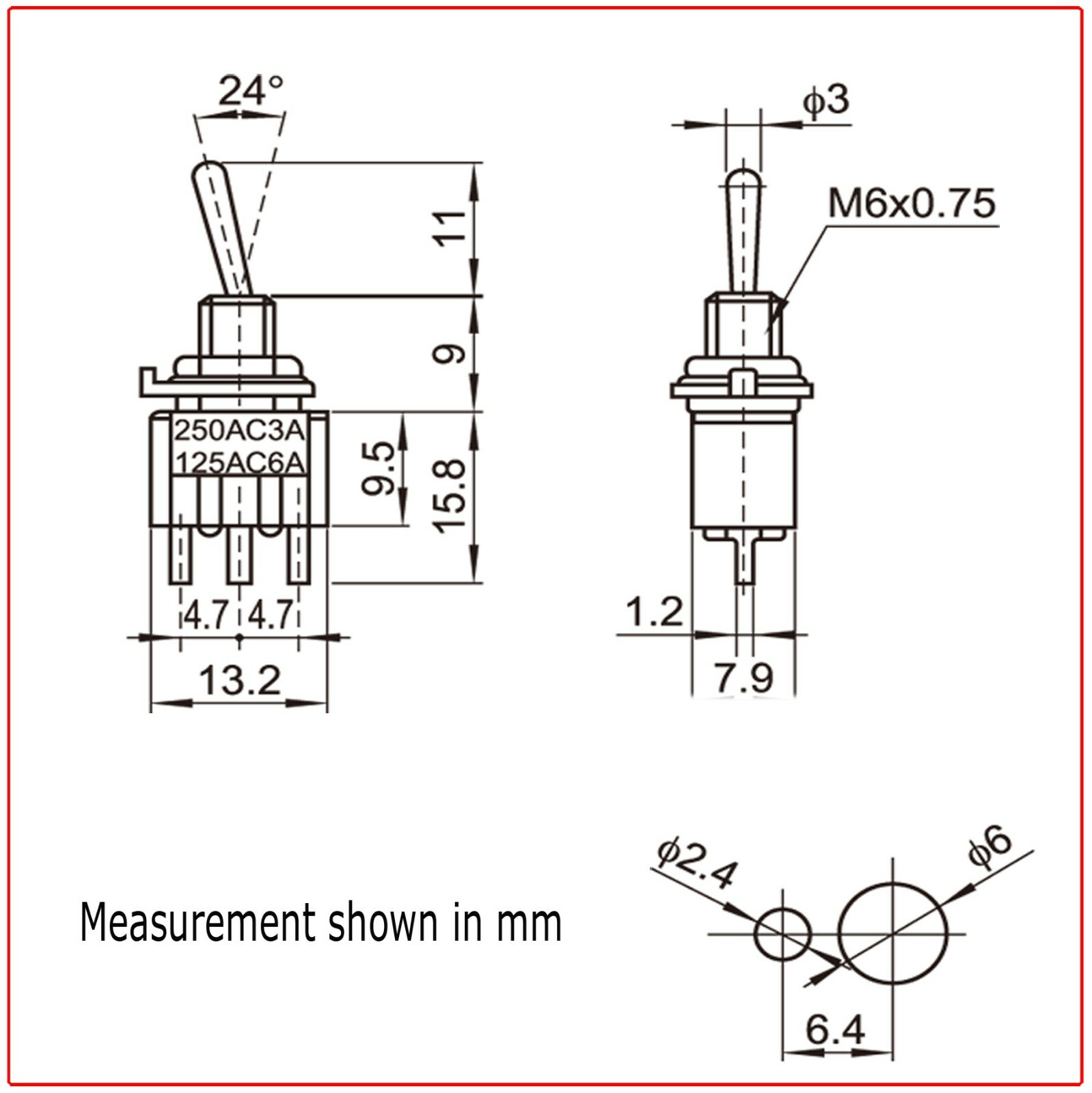 20x 3 Pin SPST ON-ON 2 Position Mini Toggle Switches MTS-102 US Stock