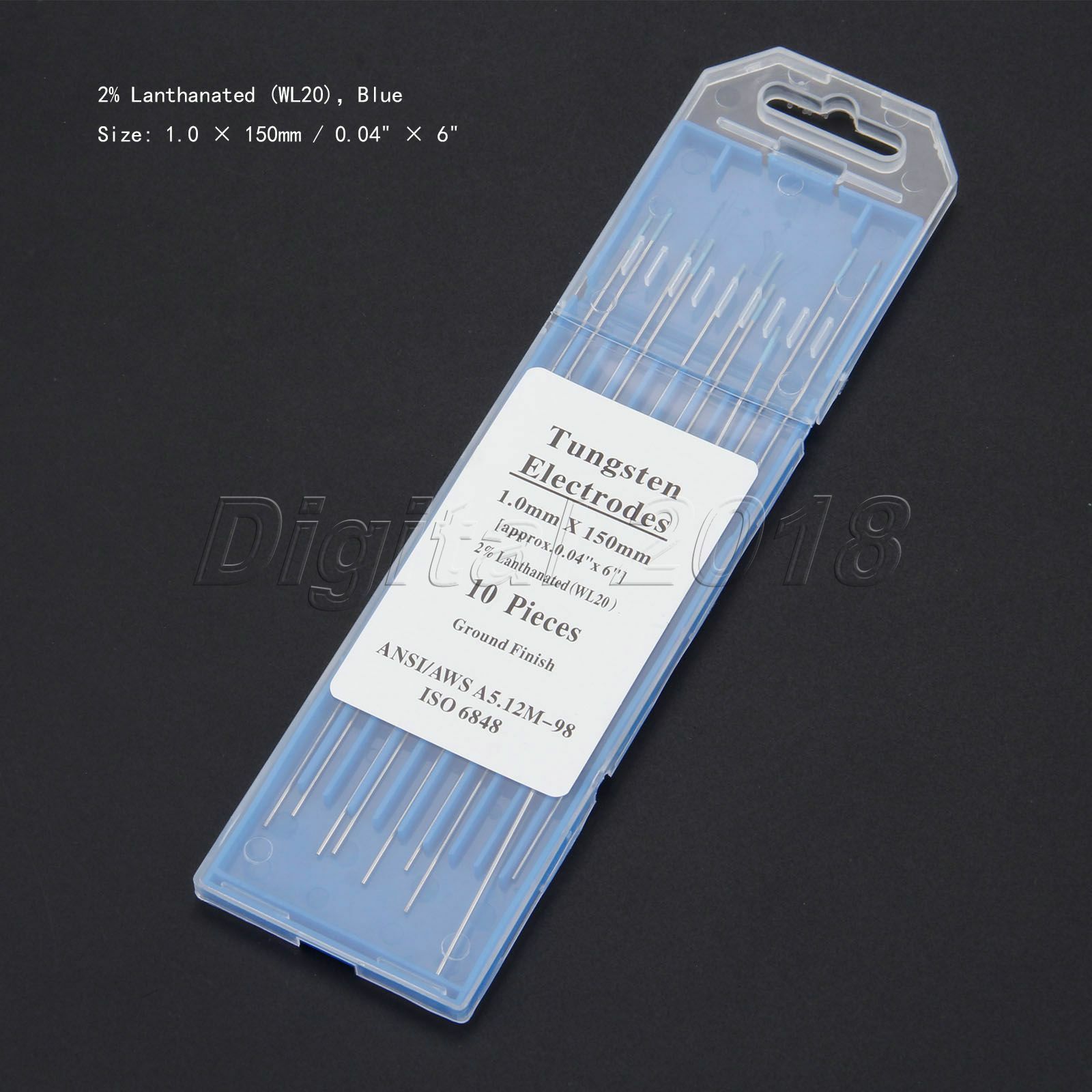 10Pcs WL20 2% Lanthanated Sky Blue TIG Welding Tungsten Electrode 1.0mm x 150mm
