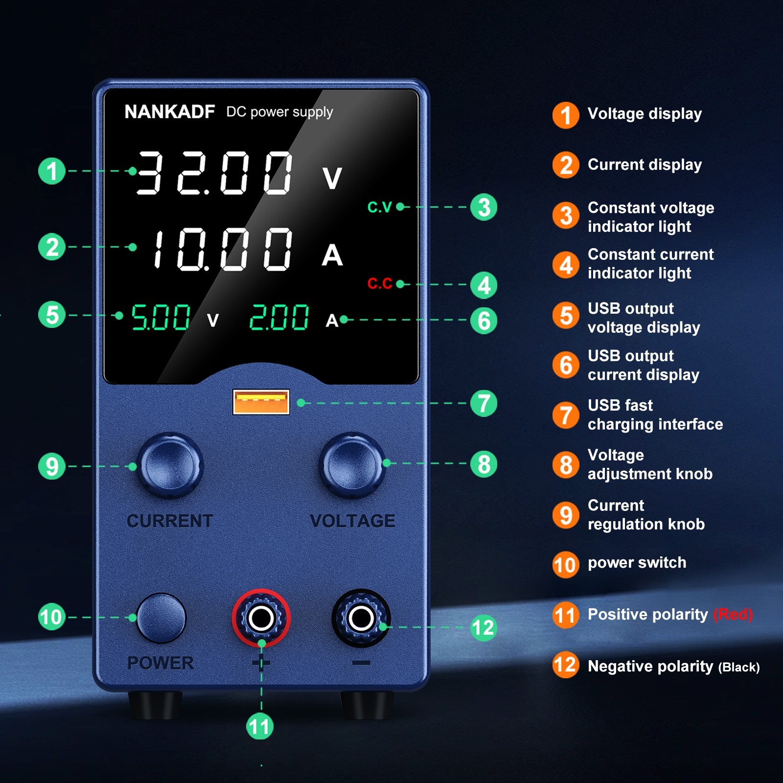 DC Adjustable 0-32V 62V 0-5A 10A Lab Power Supply Variable Programmable Sources