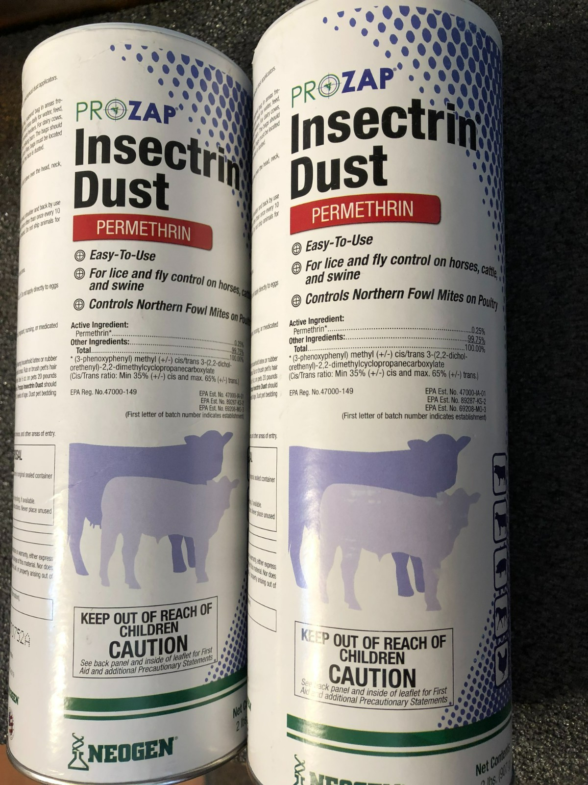 2 pcs. NEOGEN Prozap Insectrin Dust Livestock Dust total 4 LBS.