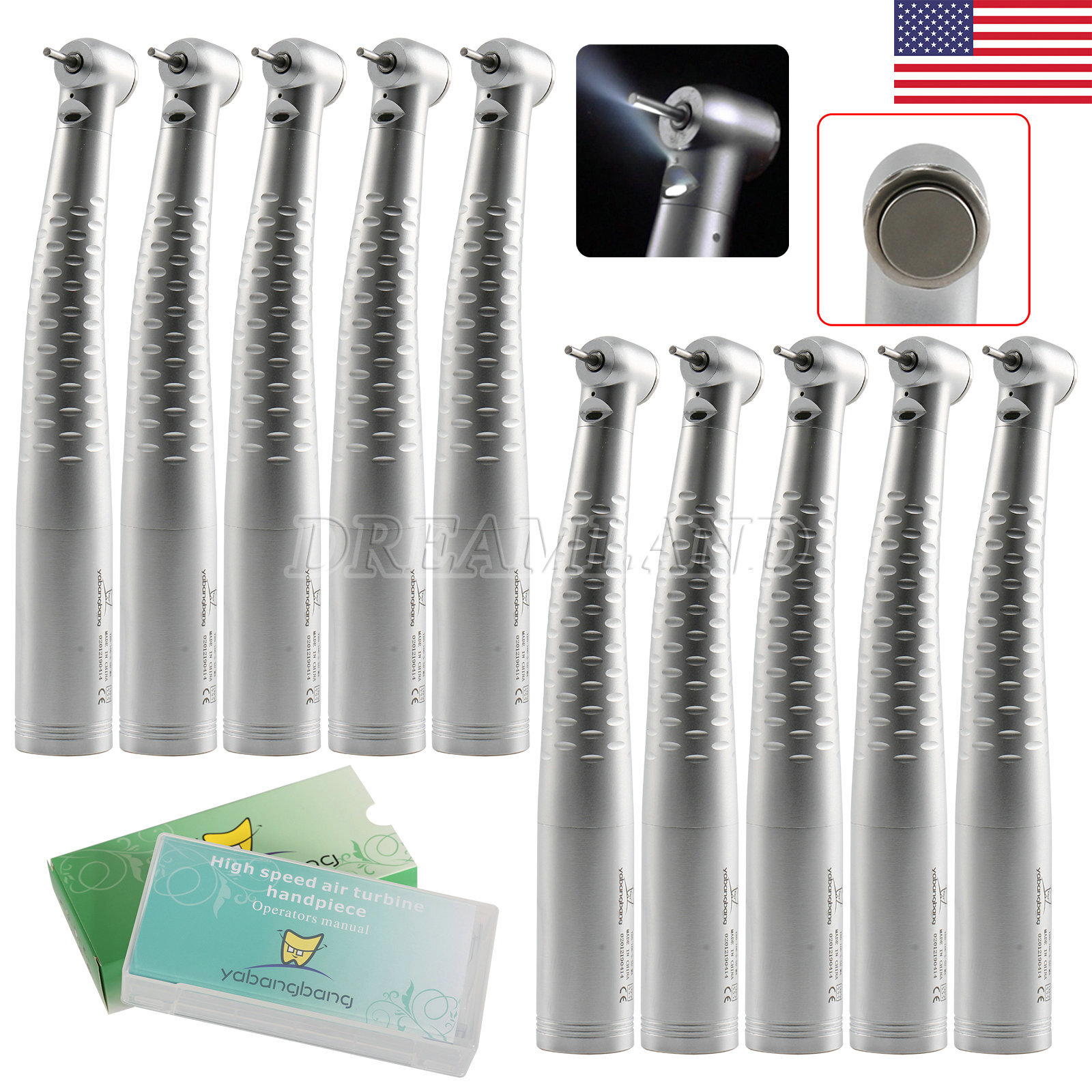 KaVo Style Dental Fiber Optic LED Handpiece Fast High Speed /LED Coupler 4/6Hole