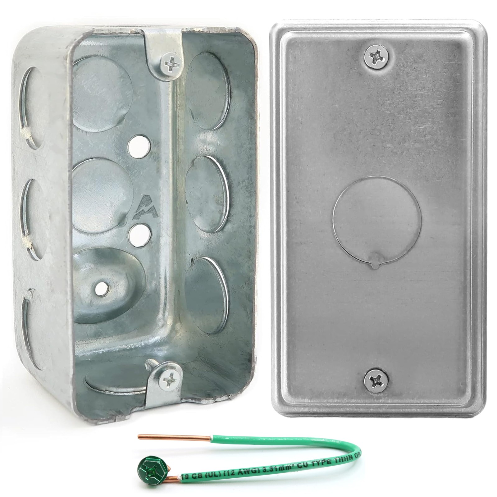 4×2 Inch Utility Electrical Box, Outlet Box, 1/2″ Knockout Cover, Drawn