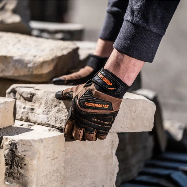 Firm Grip Trademaster Padded Knuckles & Touchscreen Tan Duck Canvas Work Gloves