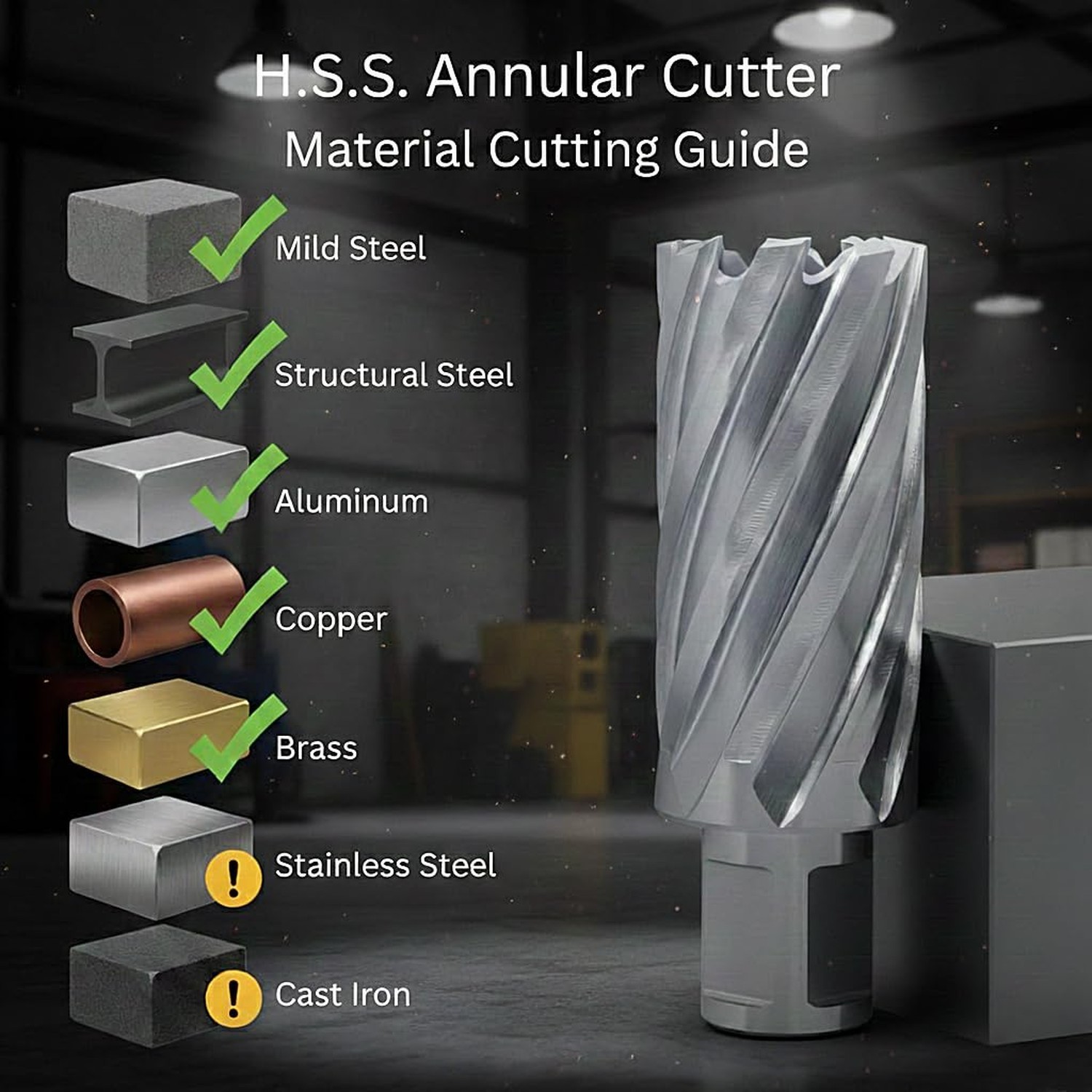 Accusize Industrial Tools 2-1/2» by 2» Cutting Depth H.S.S. Annular Cutter …