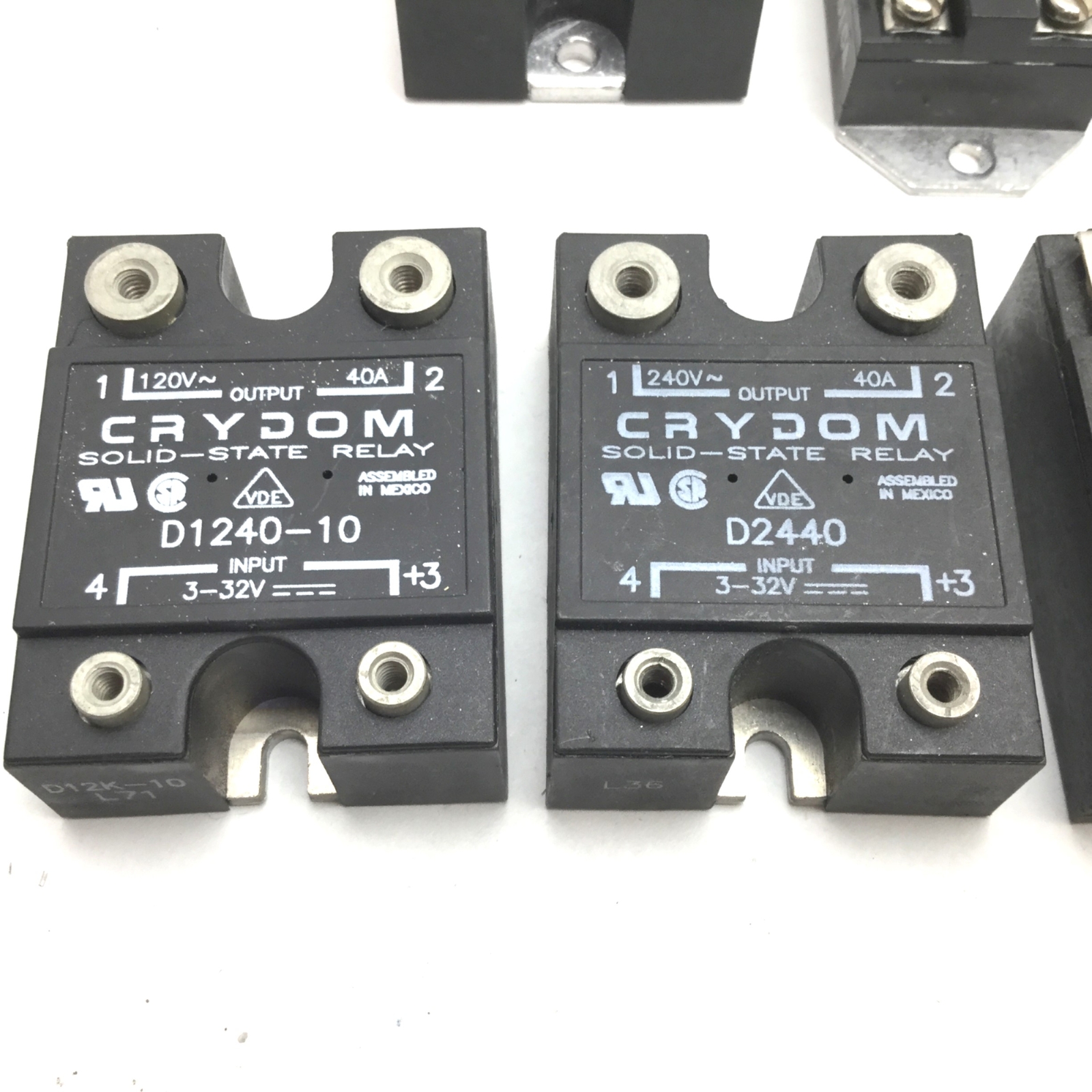 Lot of 7 Assorted Solid State Relay, 5A 12A 25A 40A 60VDC 100VDC 120VAC 240VAC