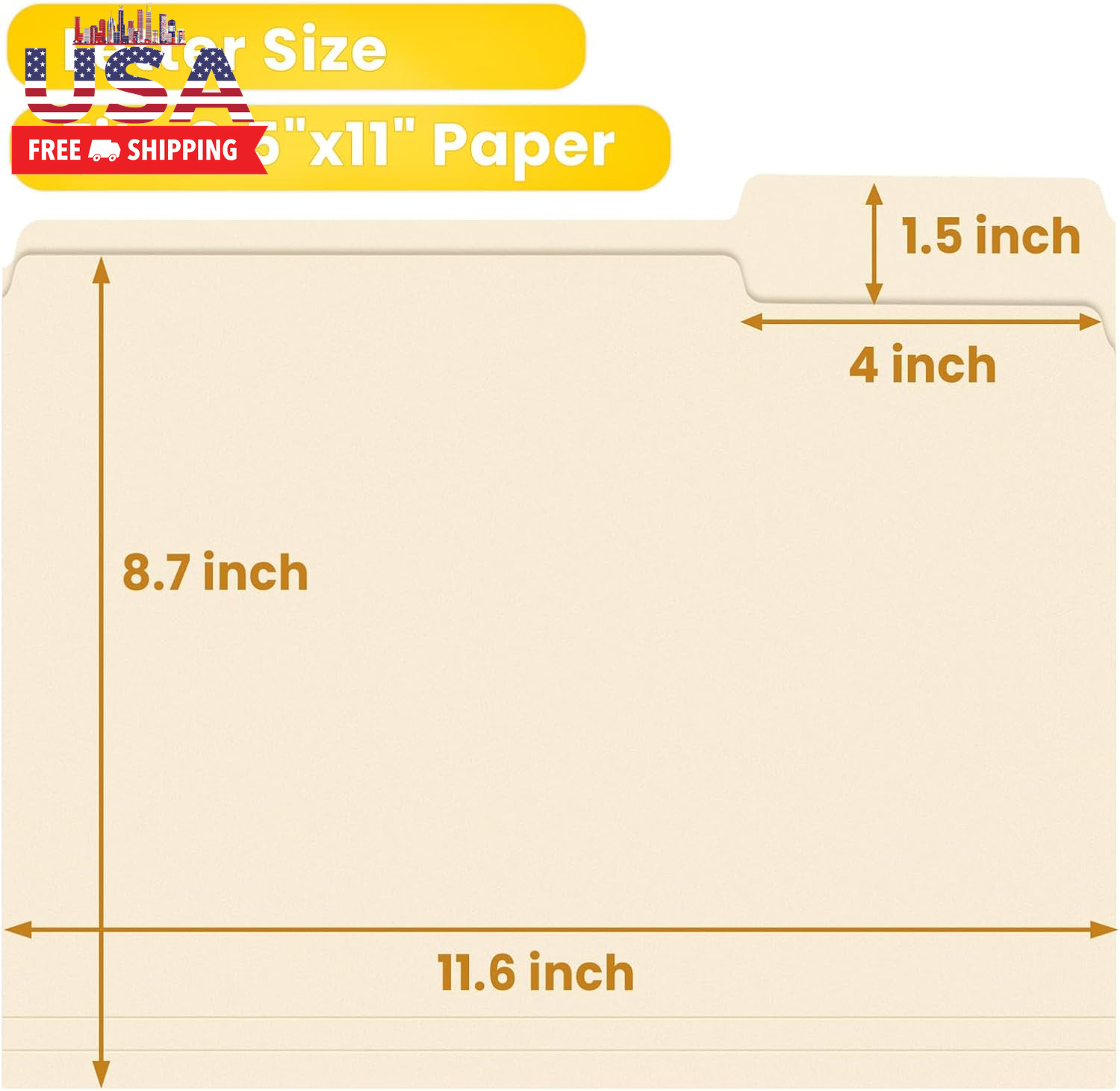 File Folders, 30 Pack Manilla Folders 8.5 X 11, 1/3 Cut Tab for Easy Labeling an