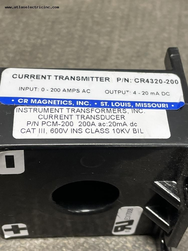 CR Magnetics Cat# CR4320-200 Instrument current transformer 0-200amps 600V 4-20M