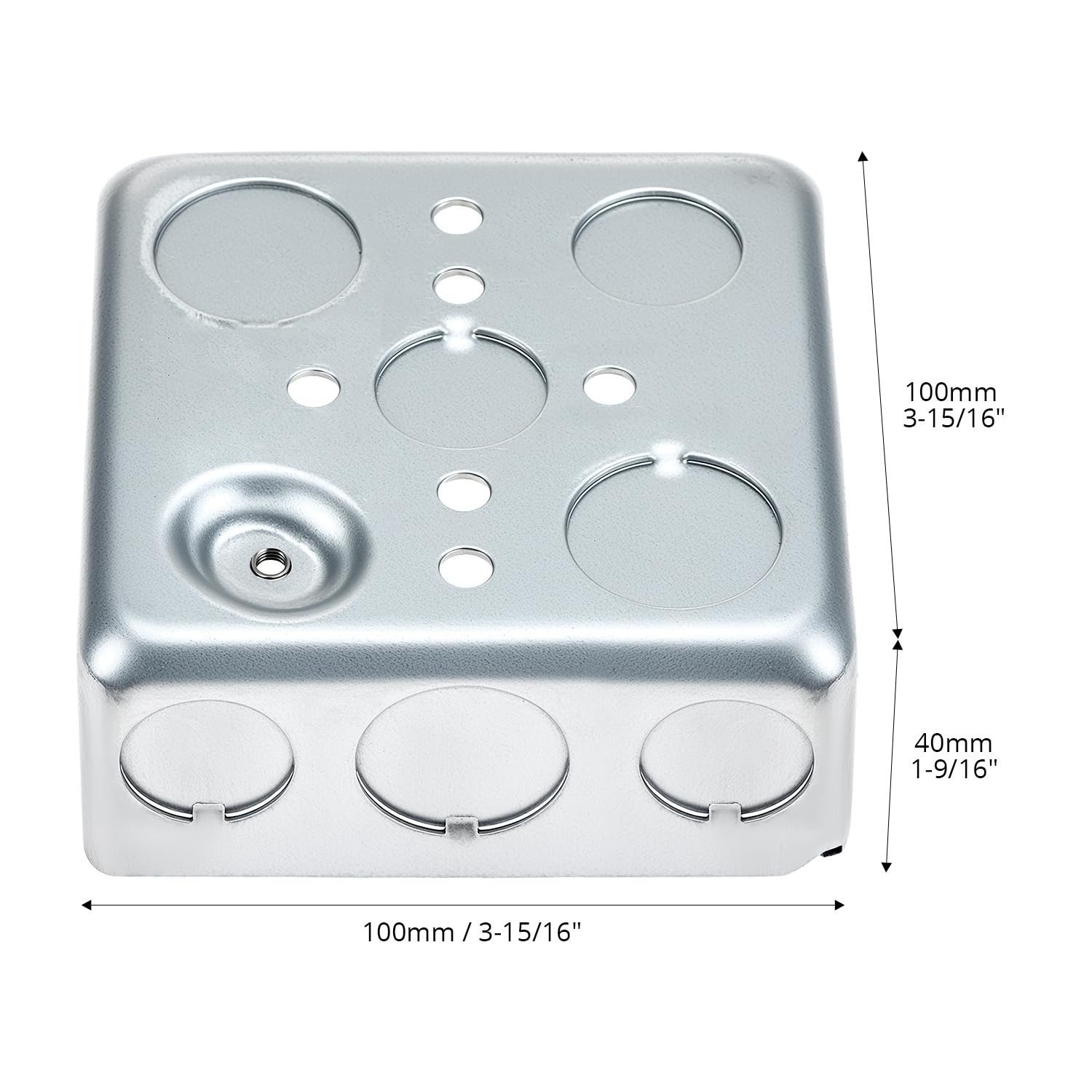 4″ Square Electrical Box, 12-Pack Galvanized Metal, 21 Cu. in. Capacity, Knockou