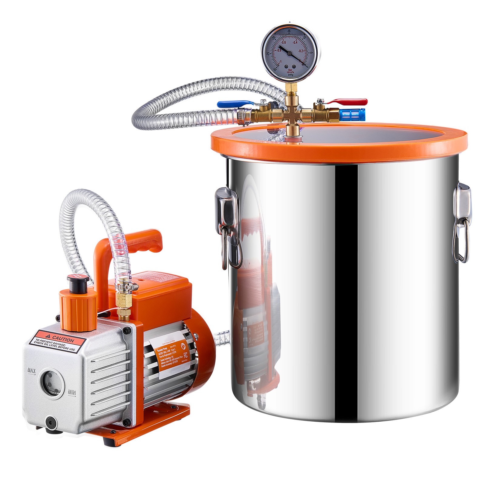 5 Gallon Vacuum Chamber 3.5CFM Single Stage Pump Degassing Chamber Kit