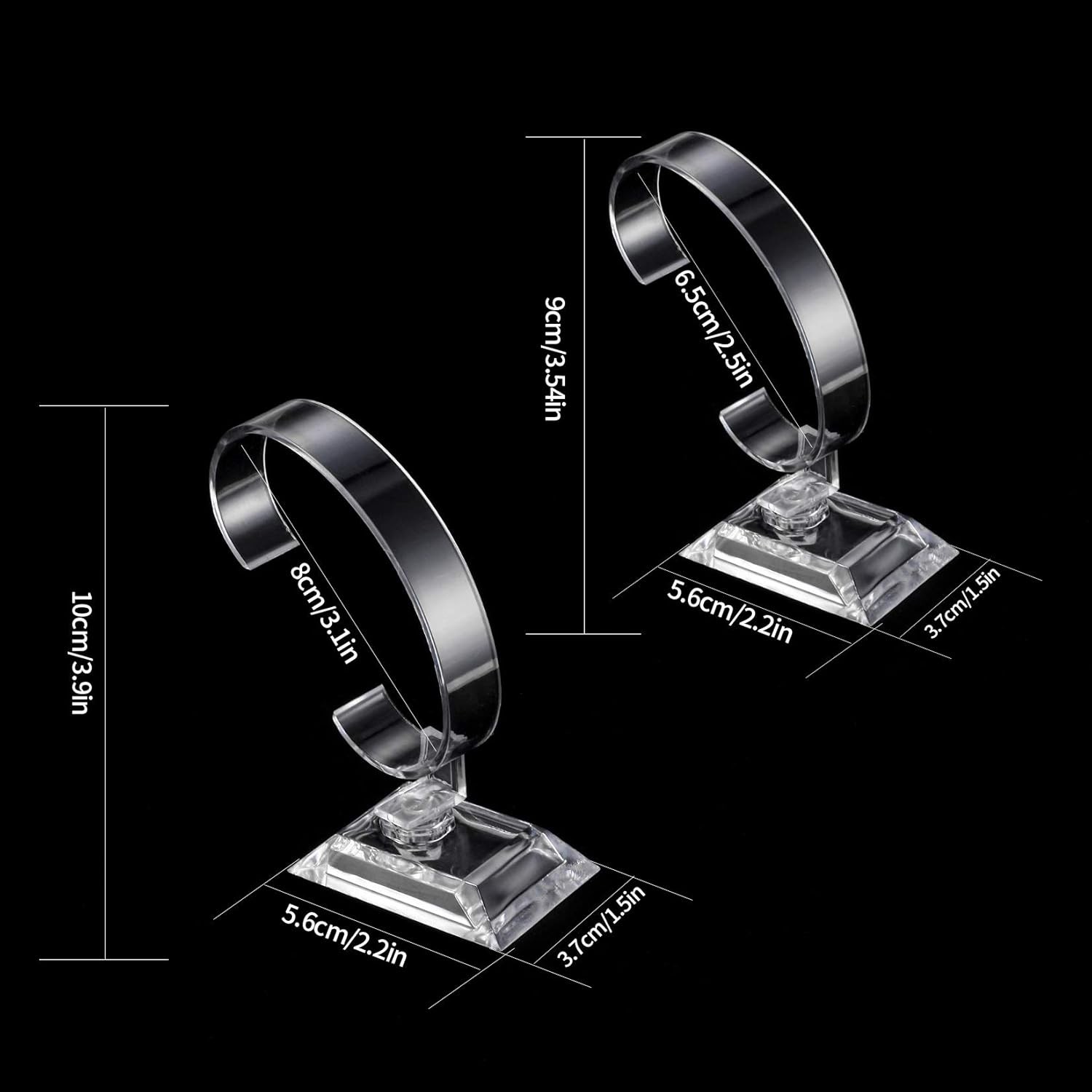 10 Pcs Watch Display Stand Holder, 4 inch/3.5 inch Clear Plastic Watch Display