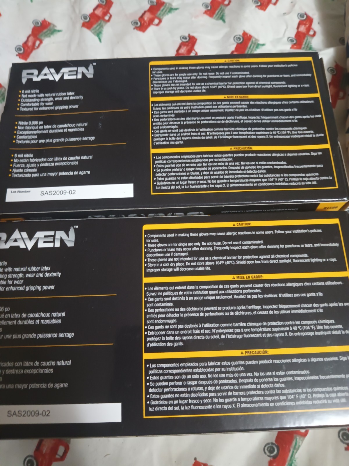 2 Boxes of 100 SAS Raven 6 MIL Size L Gloves-200 Total Gloves
