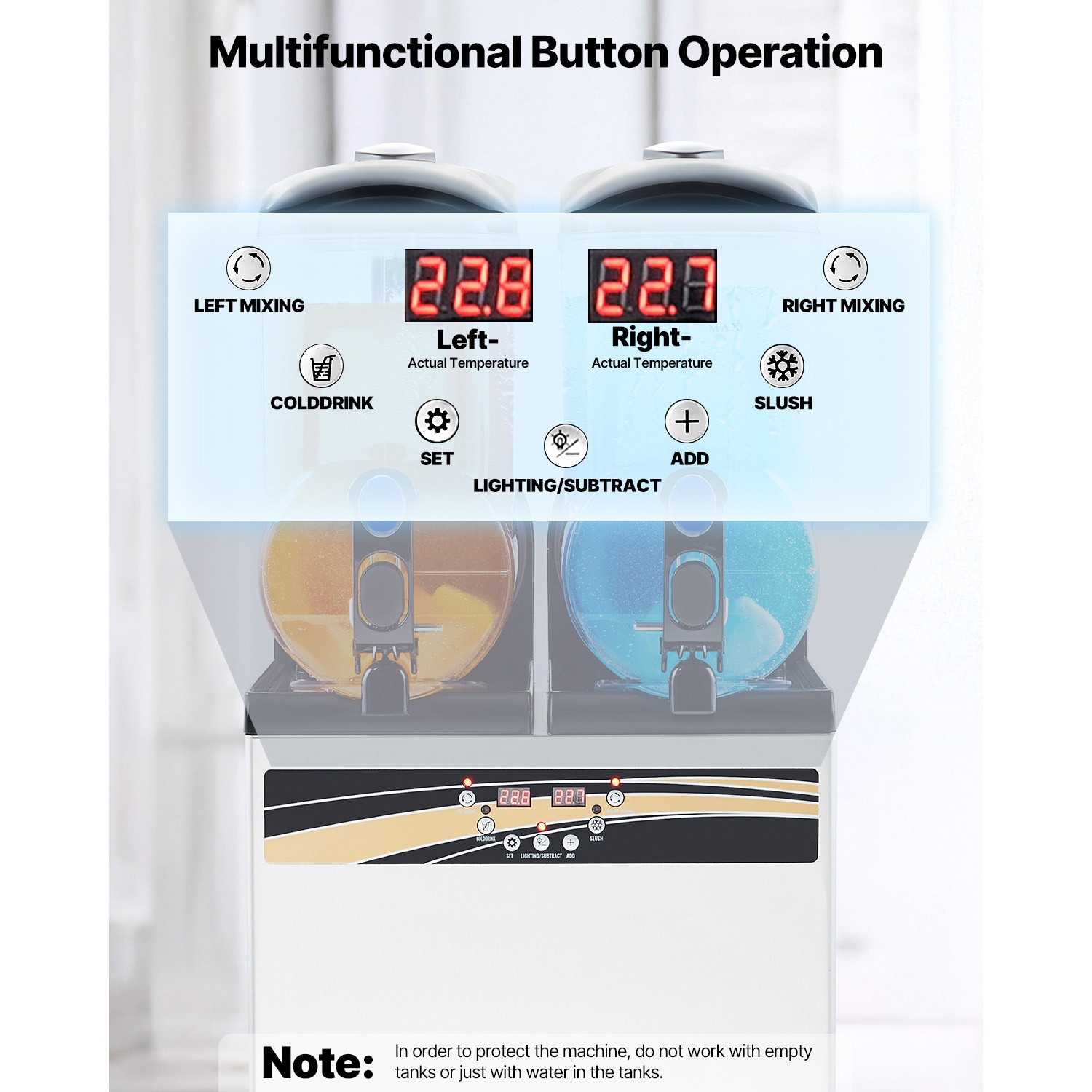 Uimoso Dual-Tank Frozen Drink Machine for Slushies and Margaritas, 15L Capacity