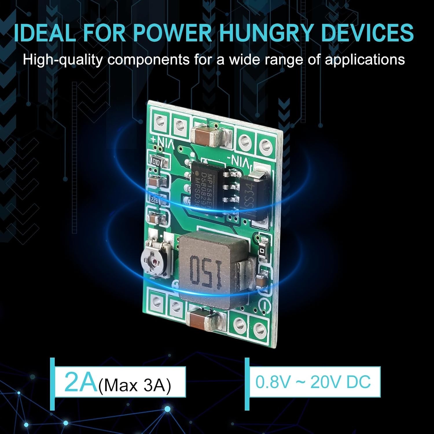 3 Pack MP1584EN DC-DC Buck Converter Adjustable Power Module 24V to 12V 9V 5V 3V