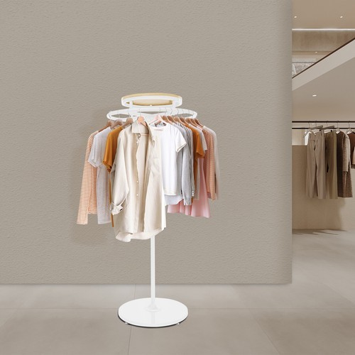 360° Rotating Free Standing Clothing Display Rack – 55.1in Round Design