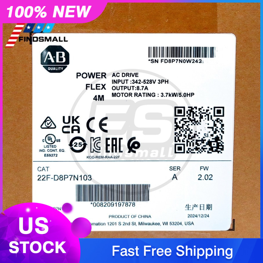 New Sealed Allen Bradley 22F-D8P7N103 PowerFlex 4M-3.7 kW 5HP AC Drive