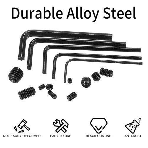 Set Screws Assortment Kit, 400 Pcs M3/M4/M5/M6/M8 Allen Head Hex Socket Grub Scr