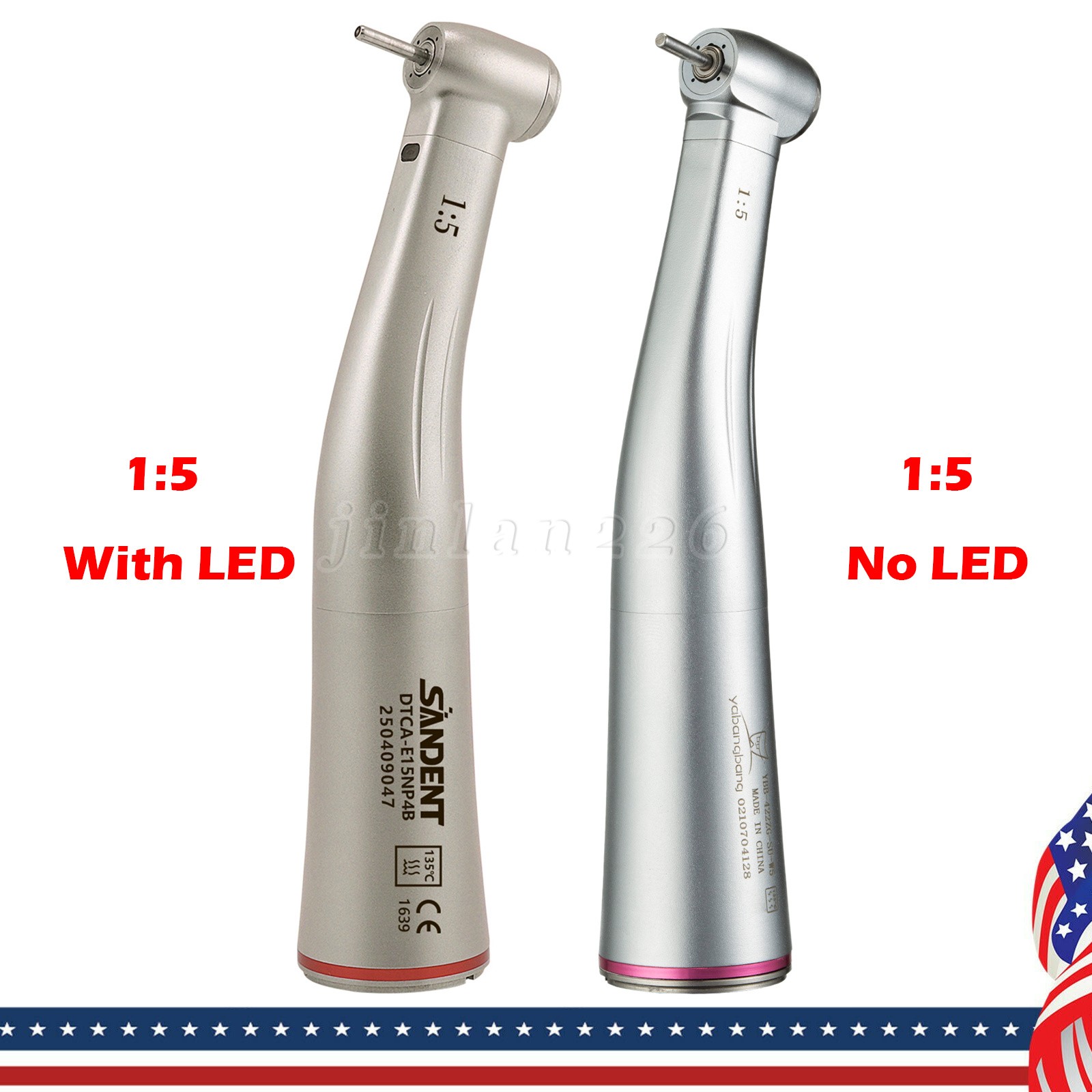 Dental 1:5 Increasing Handpiece Contra Angle LED For NSK Electric Motor E-Type