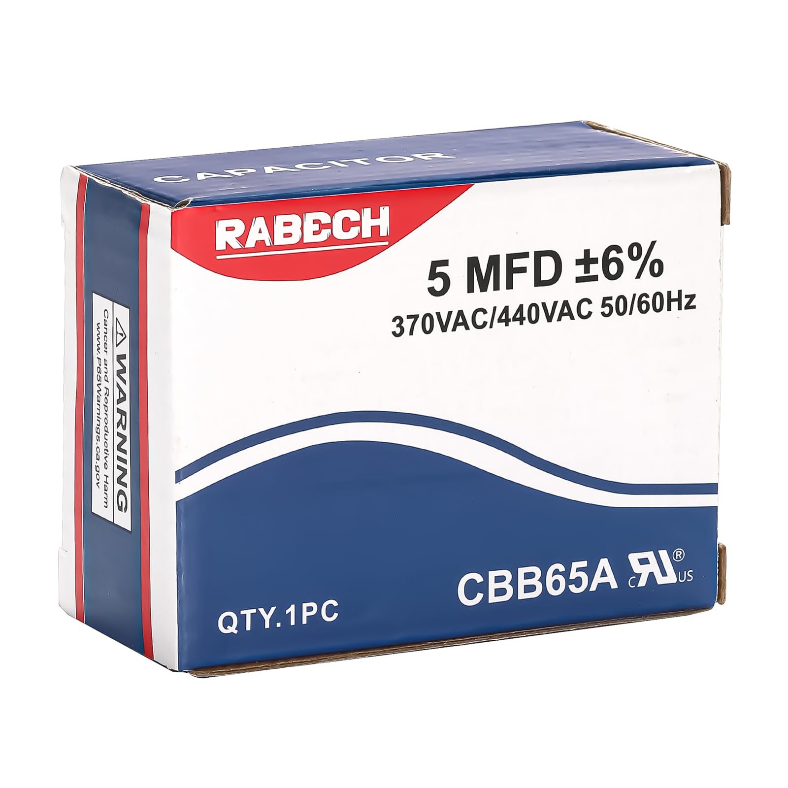 RABECH 5uF 5MFD CBB65A Oval Run Start AC Capacitor 5 uF MFD CBB65 370V