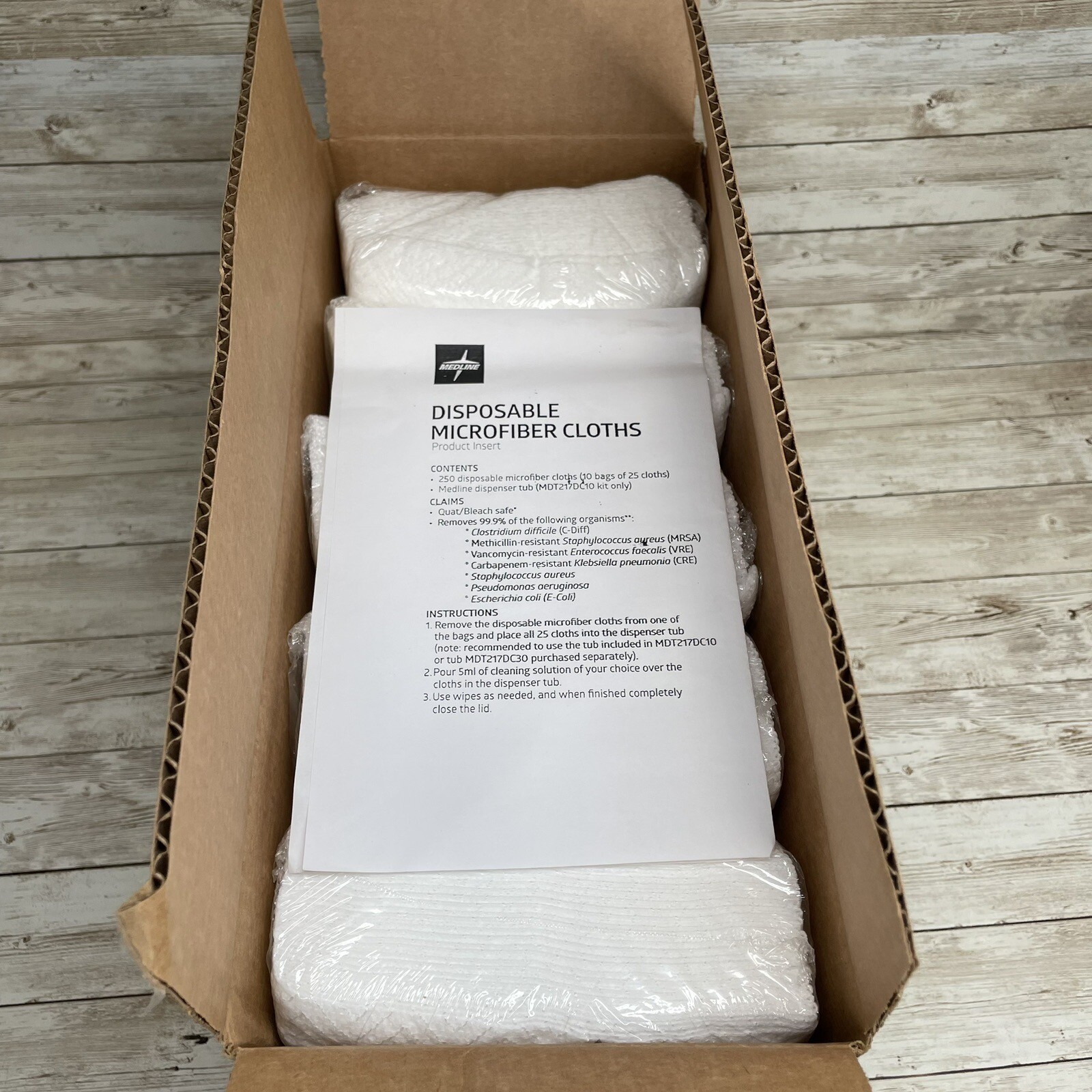 NEW!! MEDLINE DISPOSABLE MICROFIBER CLOTH REFILL 12×12 in QTY: 250
