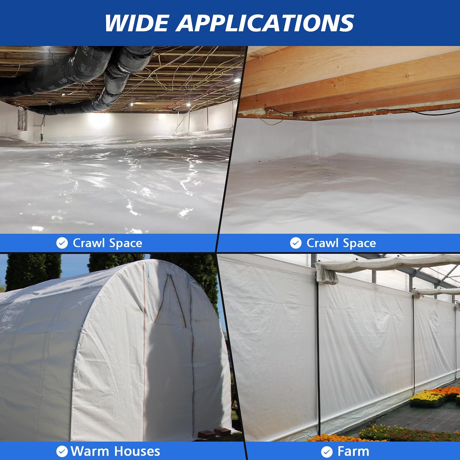 Crawldryer Crawl Space Vapor Barrier – 10 mil (6′ x 50′) Black and White Panda