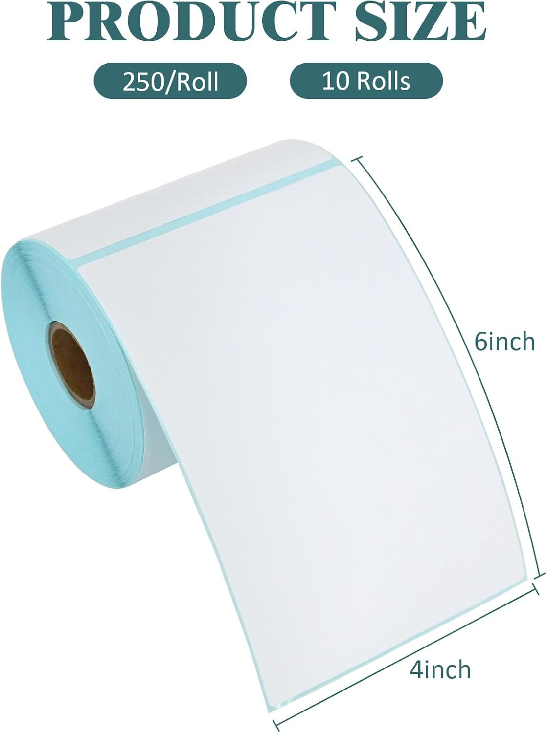 2500 PCS 4″X6″ Thermal Shipping Labels, 250 Labels/Roll, White