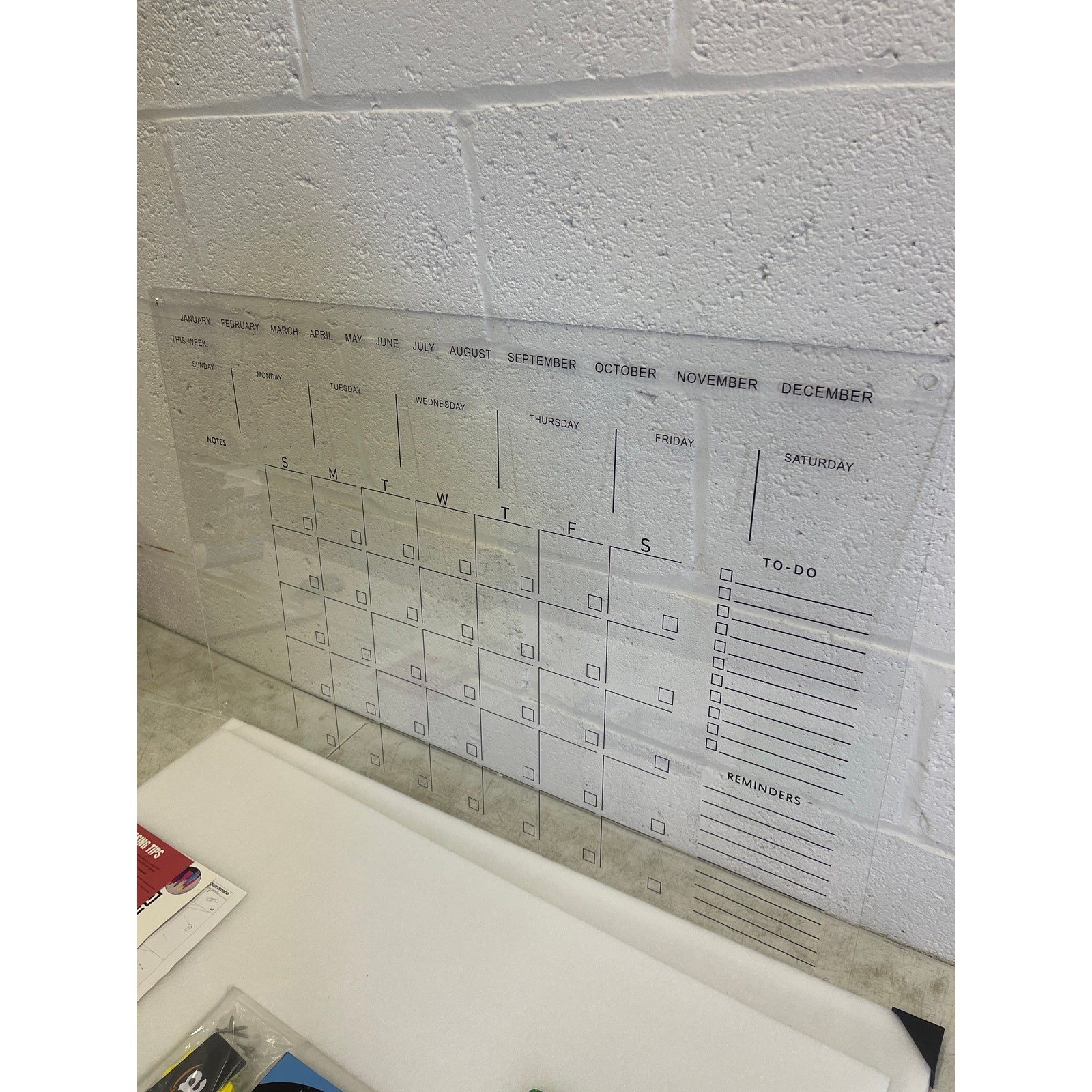 36″ x 24″ MONTH Calendar w Notes Dry-Erase Board Wall-Mount with Markers