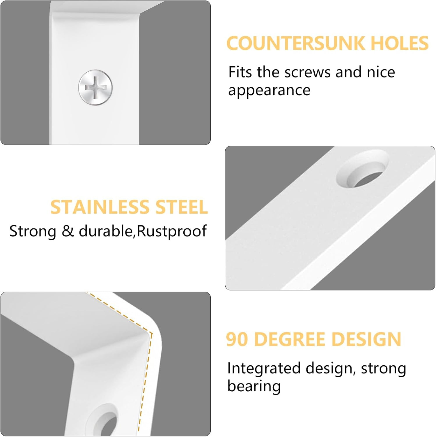 6PCS White L Bracket 5×2 Shelf Support Corner Brace 42lb Heavy Duty