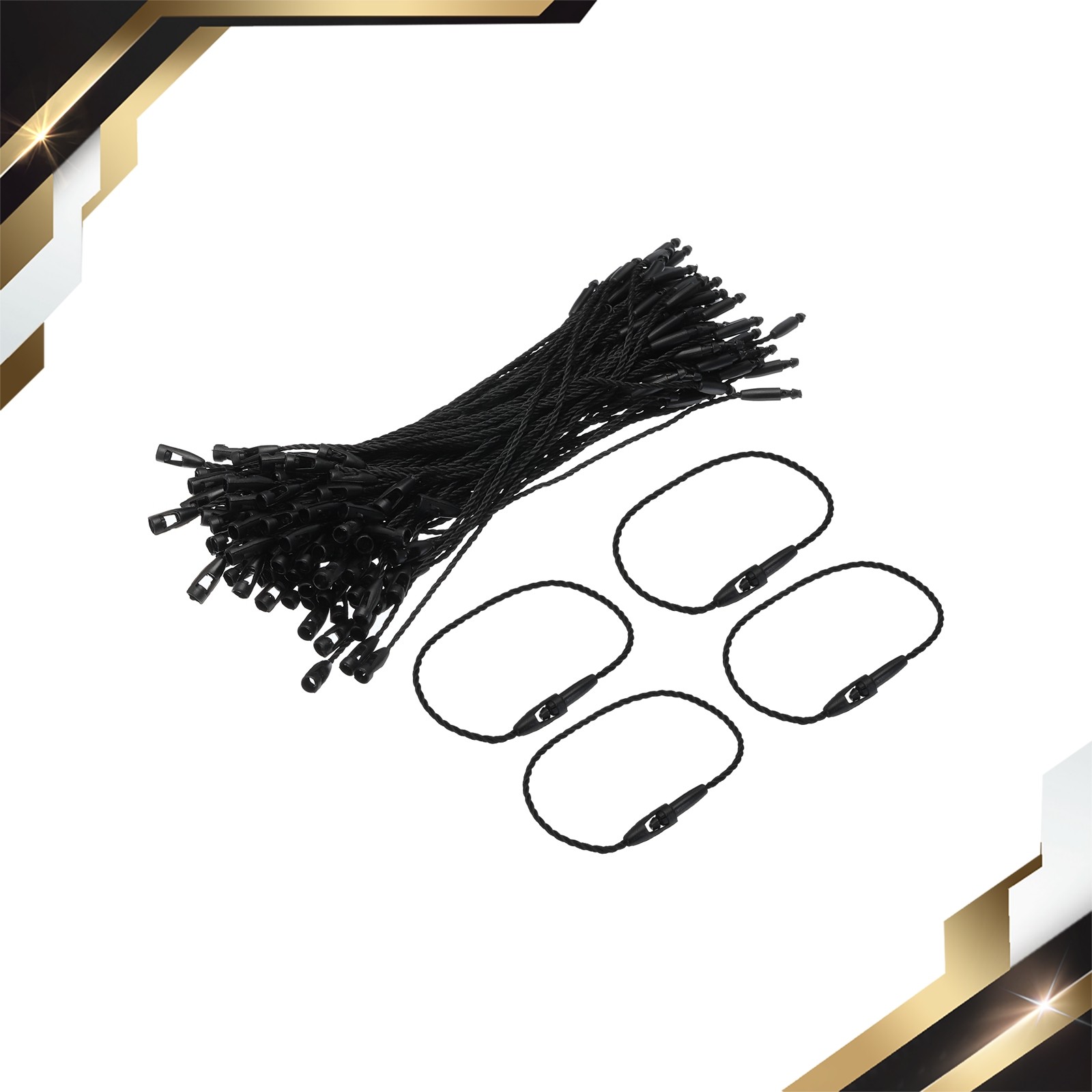 Polyester Rope Hang Tag String Snap Lock 120mm,1mm 100 Pcs,Black