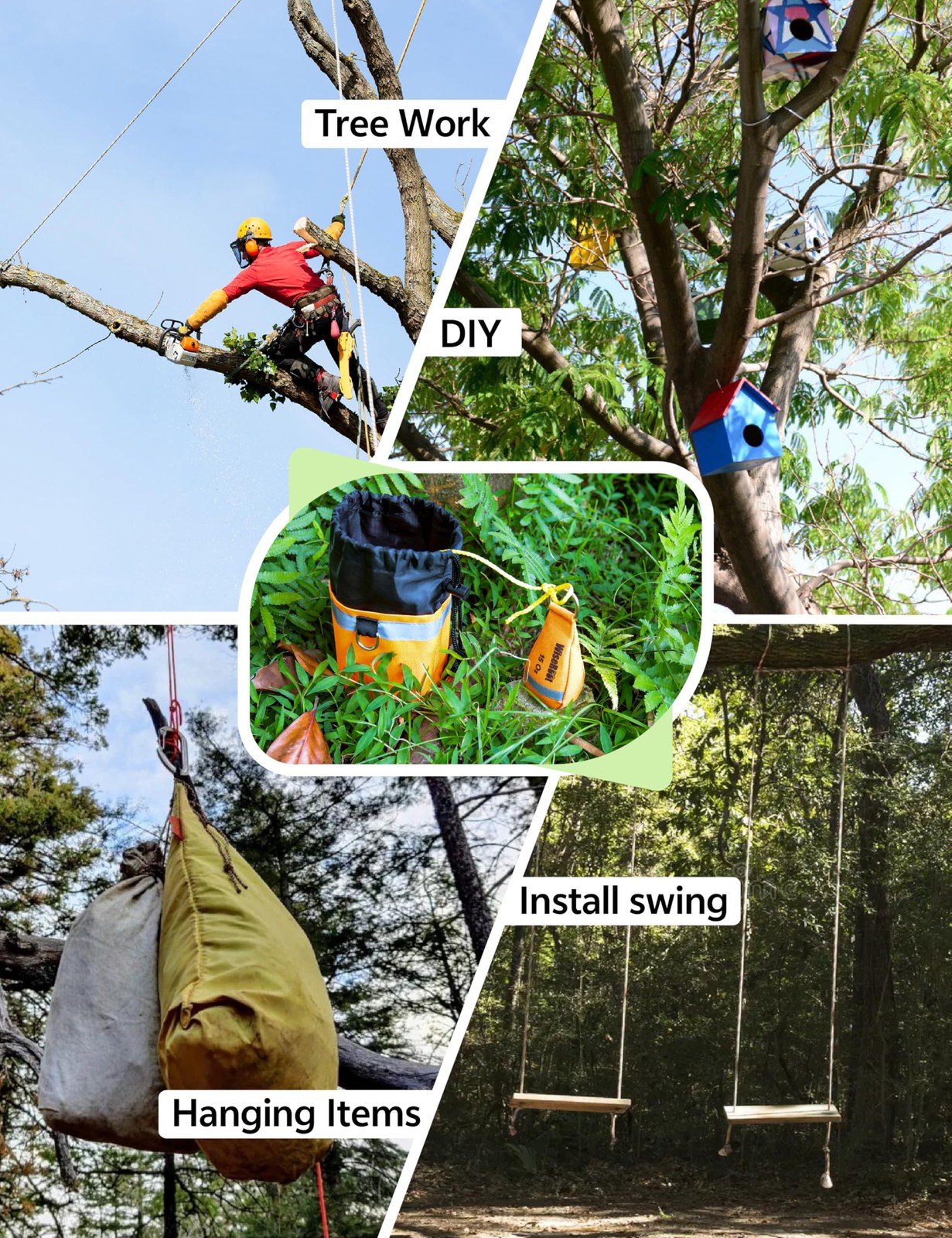 Arborist Throw Line Kit: Ultra Slick Throw Rope & 11/15Oz 900D Throw Weight with