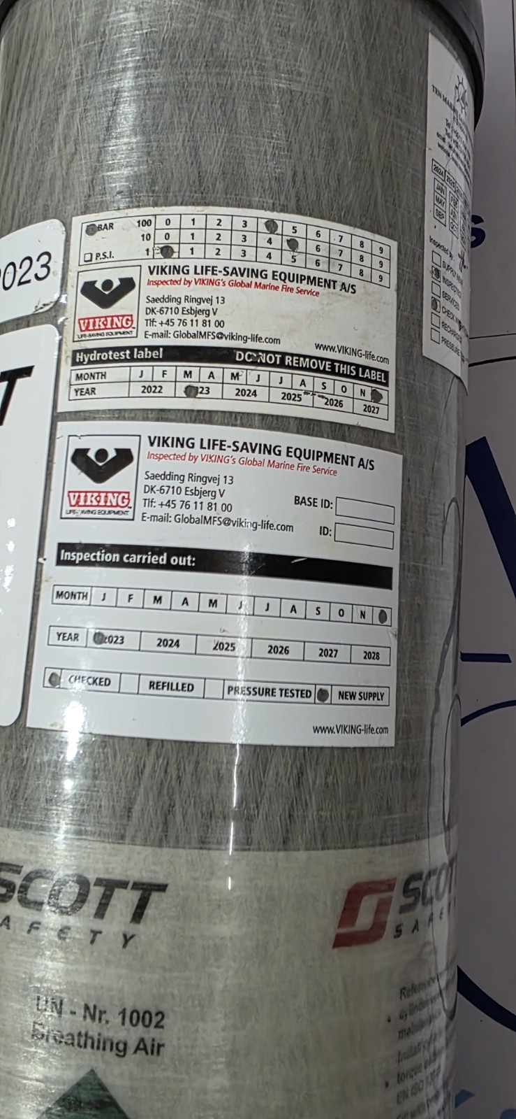 3m SCOTT SCBA SPARE CYLINDER 6.8LTR 300BAR 11/2023