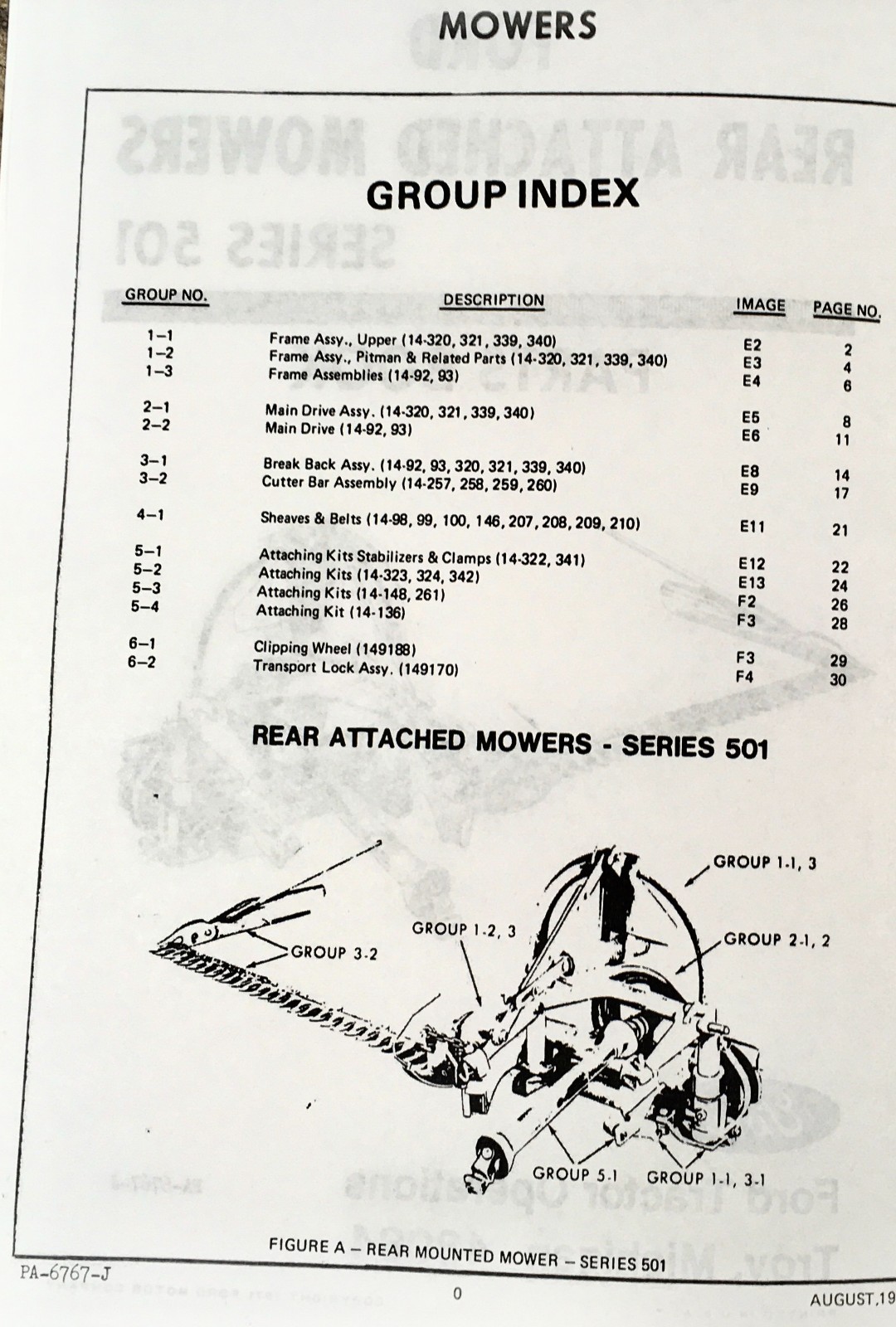Ford 14-92 14-257 14-320 Attached Mower Operators Parts Manual Set Bar Sickle