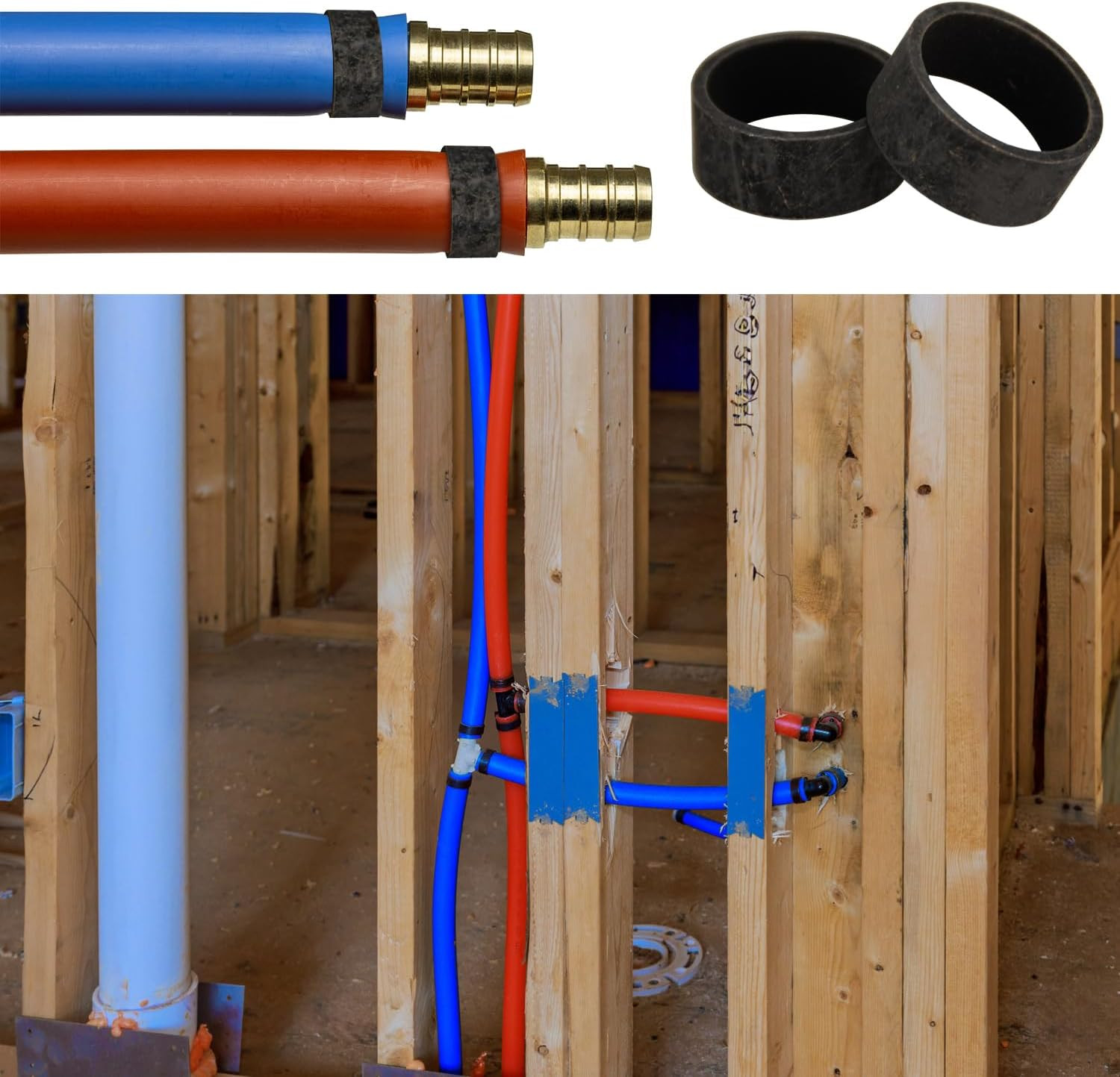 100 Pack 1/2″ PEX Copper Crimp Rings, for Pex Pipe Connection (1/2″, 100 Pack)