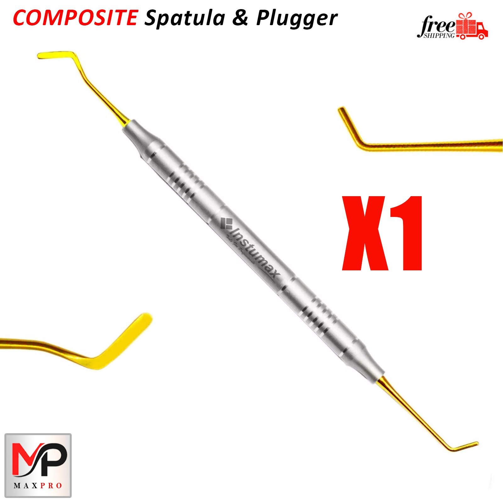 3Pcs Dental Filling Spatula & Plugger Titanium Gold Tips Composite Instruments