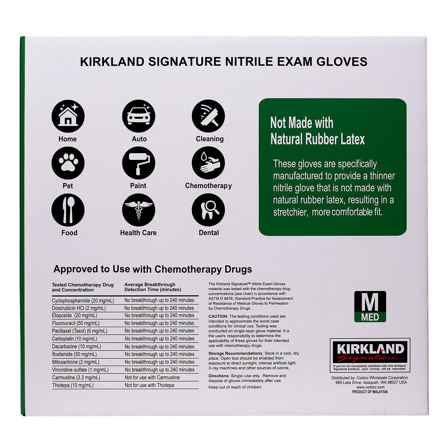 Kirkland Signature Nitrile Exam Gloves, 400-count, Size Medium =(2 Pack)