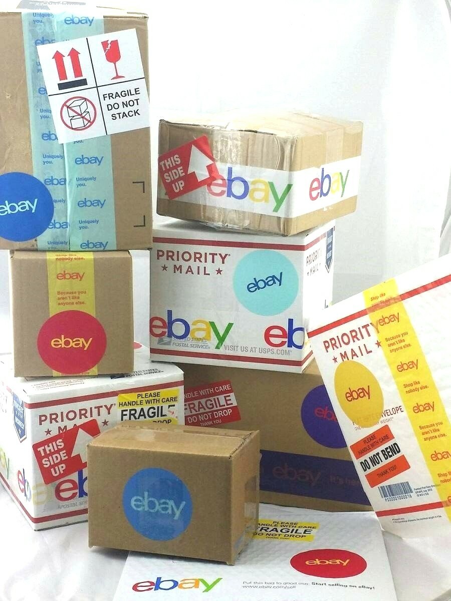 EBAY Branded Shipping Packing Supplies HUGE Variety Lot of 156 Tape Stickers ETC
