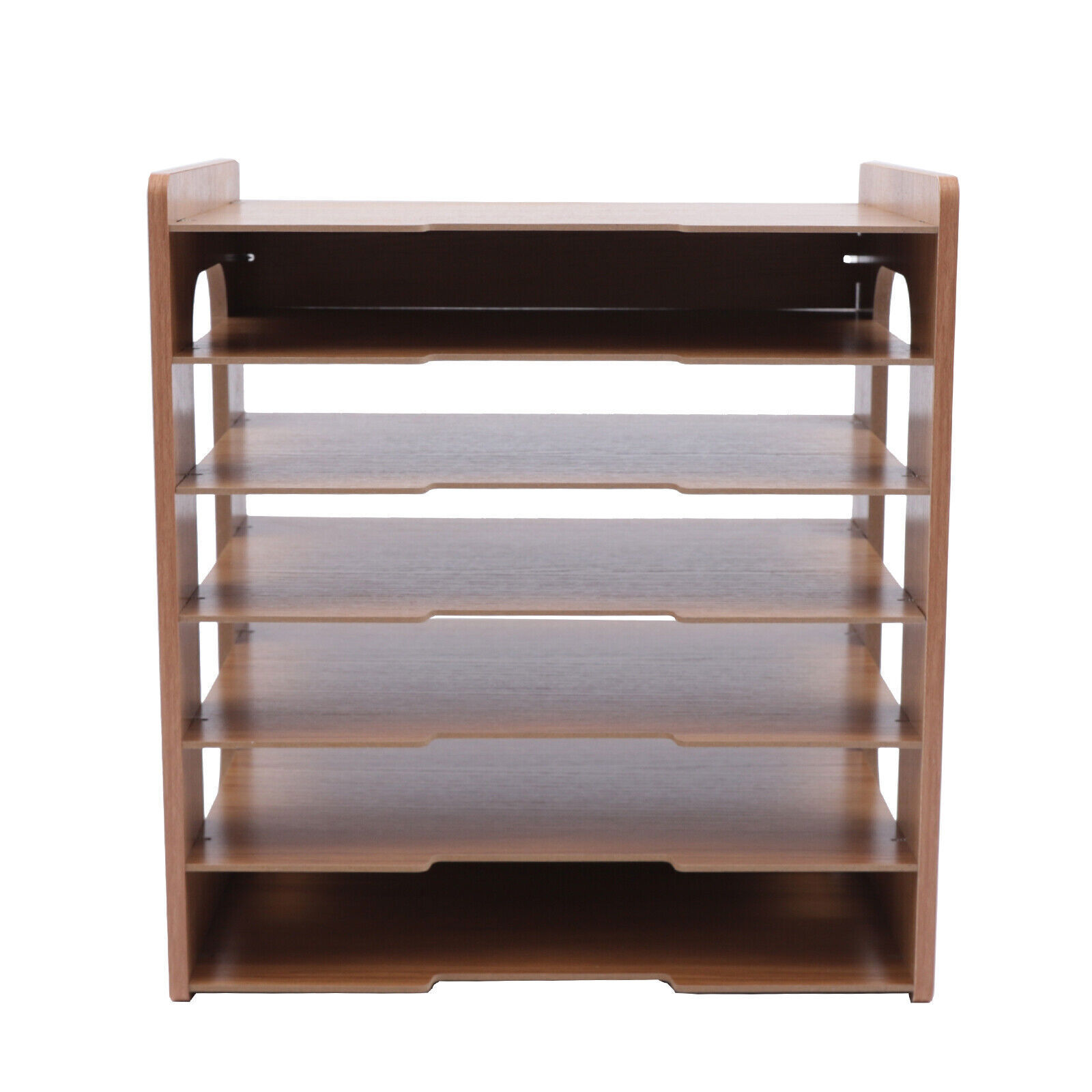 7 Tier Wood Desktop Paper Organizer File Document Storage Shelf for Home Office