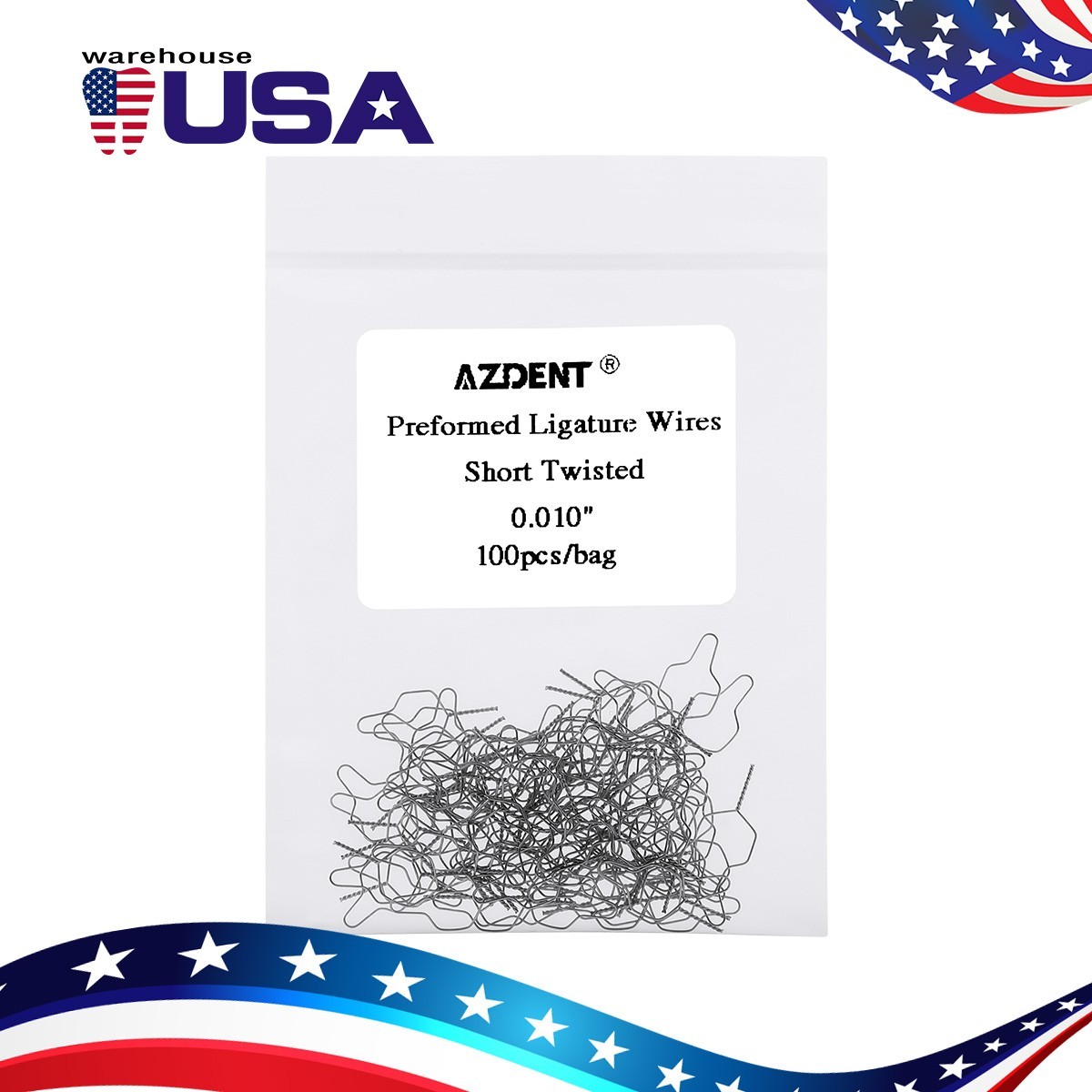 Dental Ligature Ties Orthodontic Wire Preformed Long Short Stainless Steel 100pc