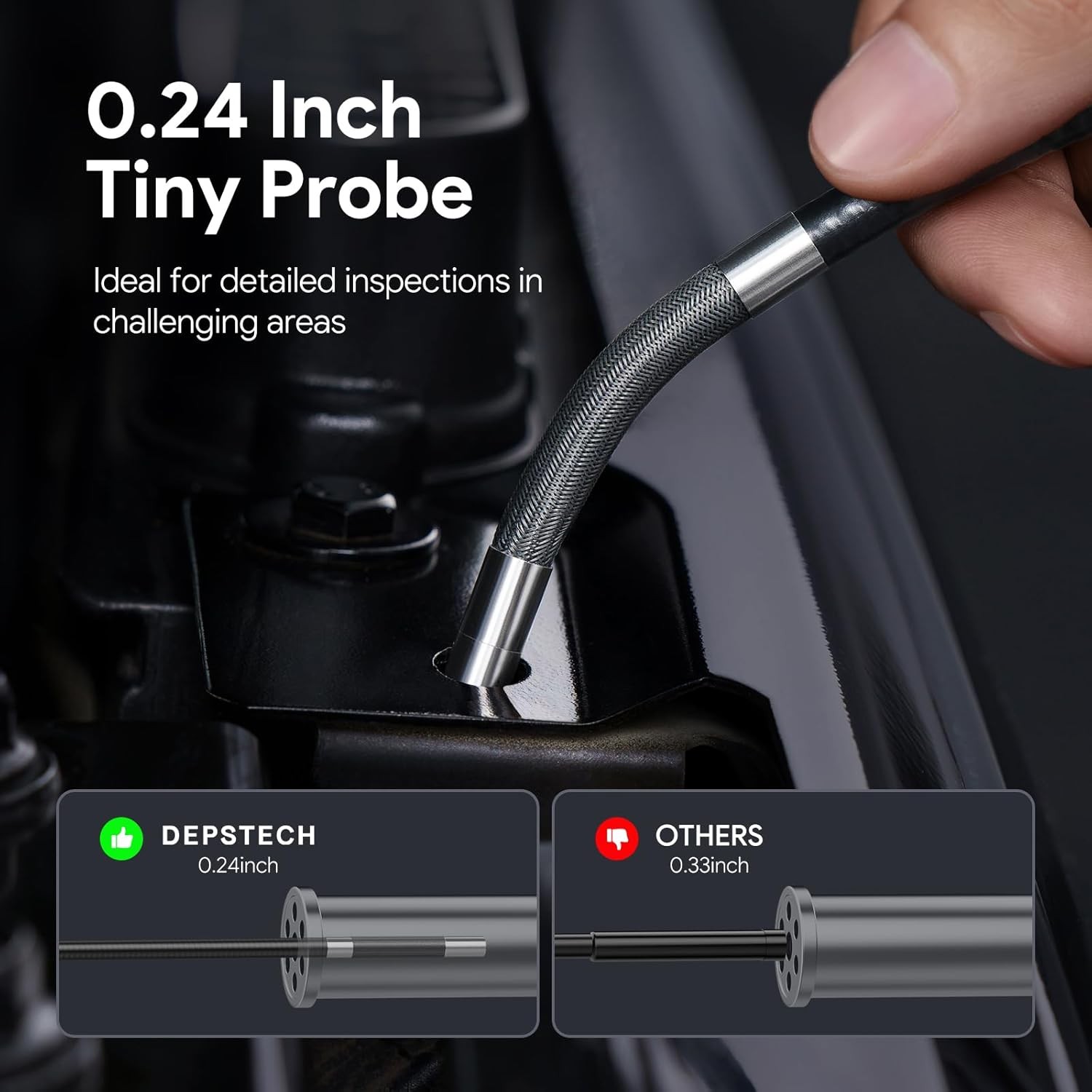 210� Two-Way Articulating Borescope, 0.24in Ultra-Slim Endoscope Camera with …