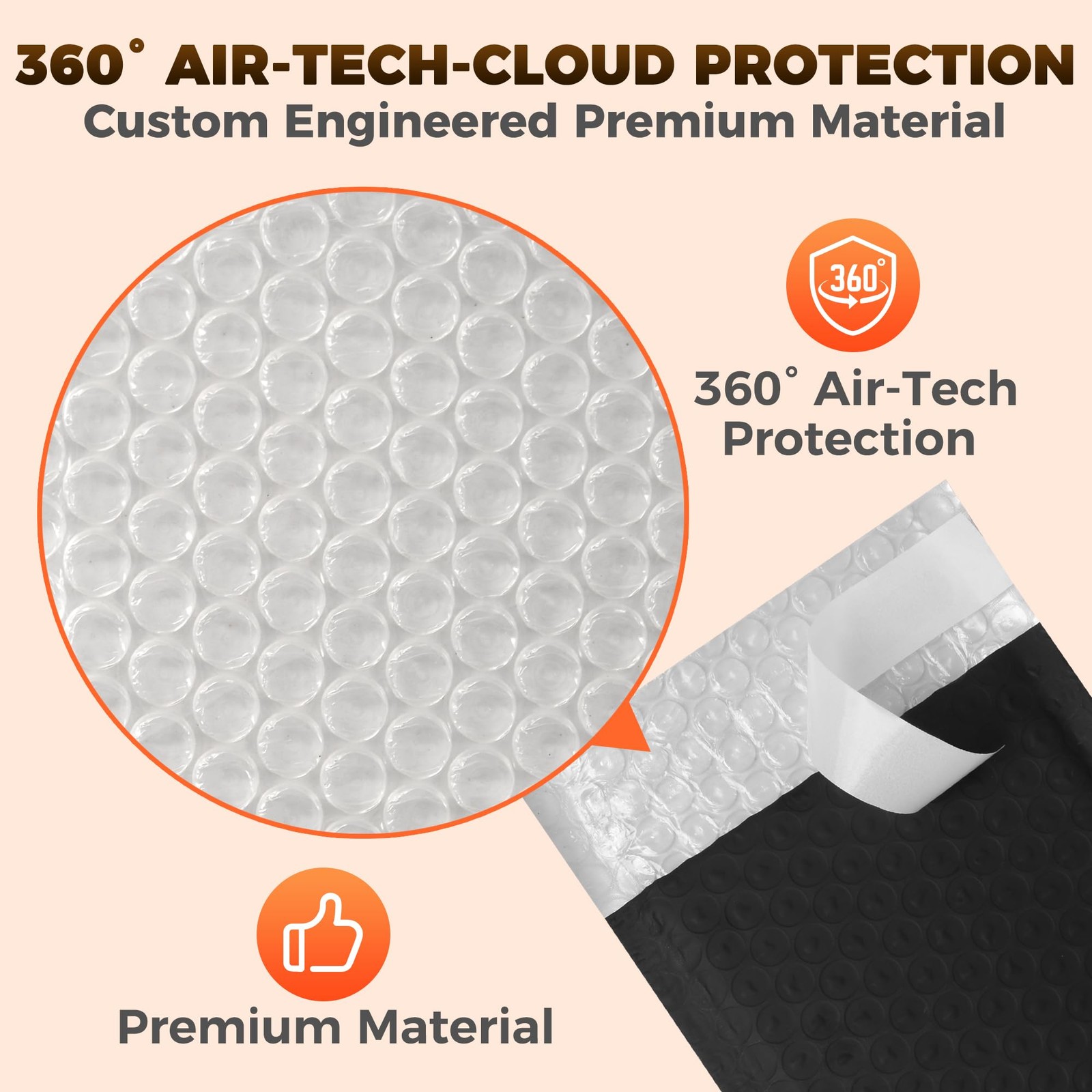 510-Pack Bubble Mailer 4” x 8” – Self-Sealing 4×8 inches, Black – 510 Pack