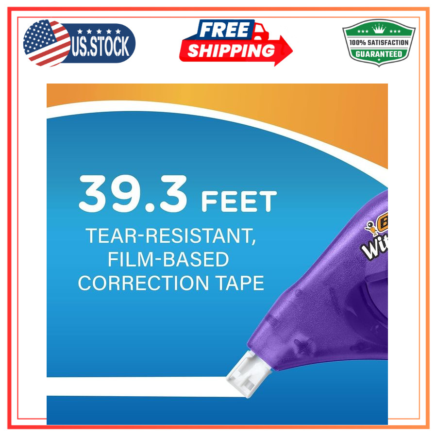 BIC Wite-Out Brand EZ Correct Correction Tape, 39.3 Feet, 2-Count Pack of white