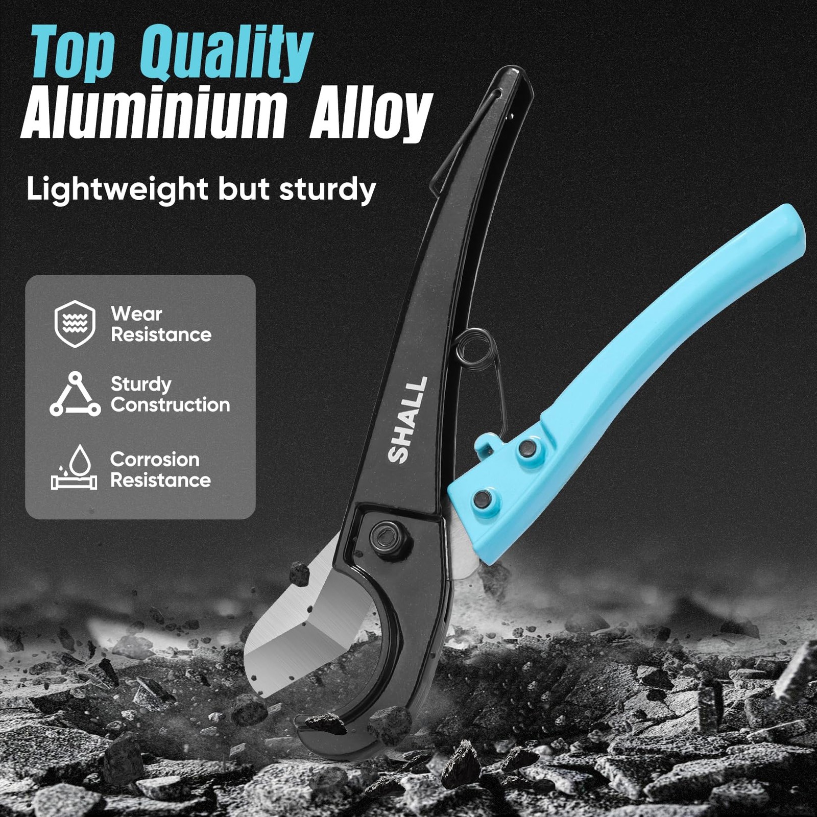 SHALL PEX Pipe Cutter, Cuts up to 1-3/8’’, Fast Tubing Blue-black