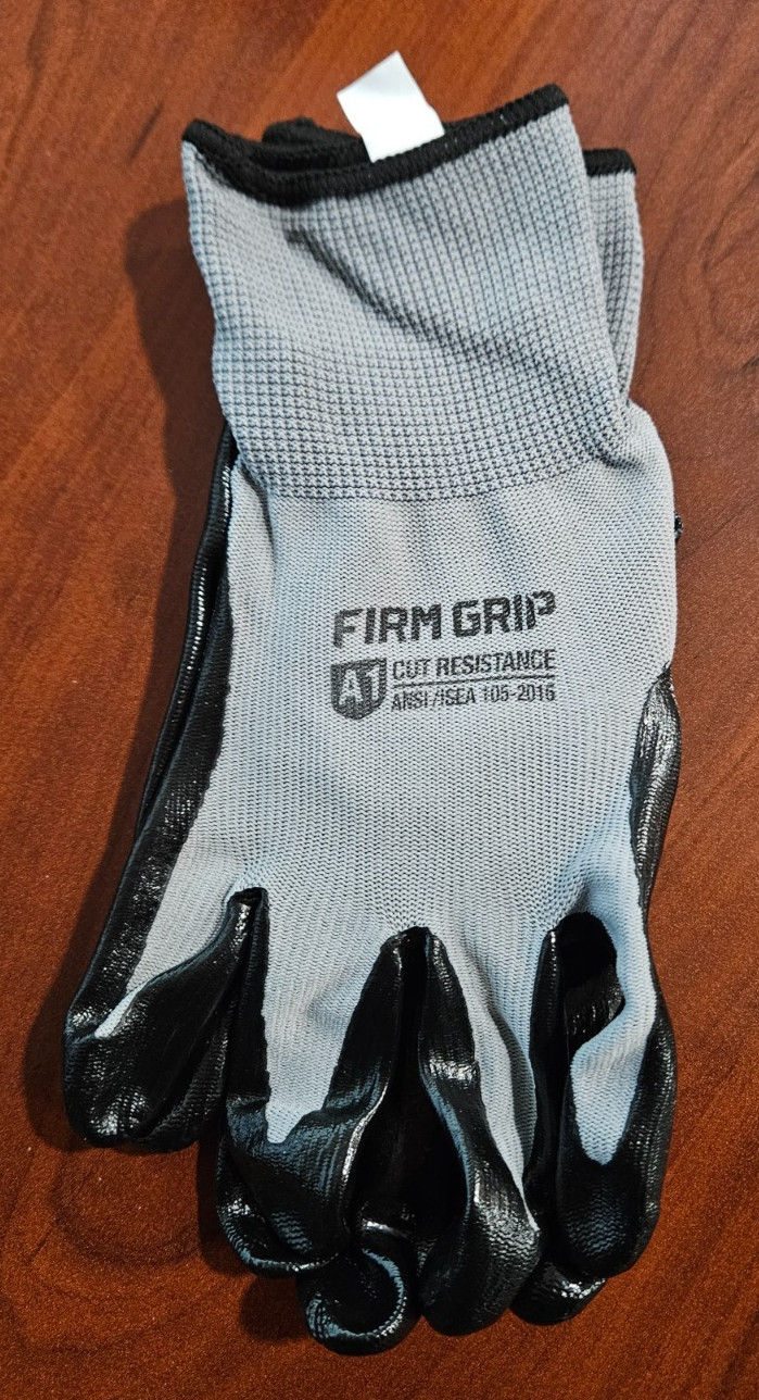 1 Pair Firm Grip Large Nitrile Coated Latex Free Work Gloves A1 Cut Resistance