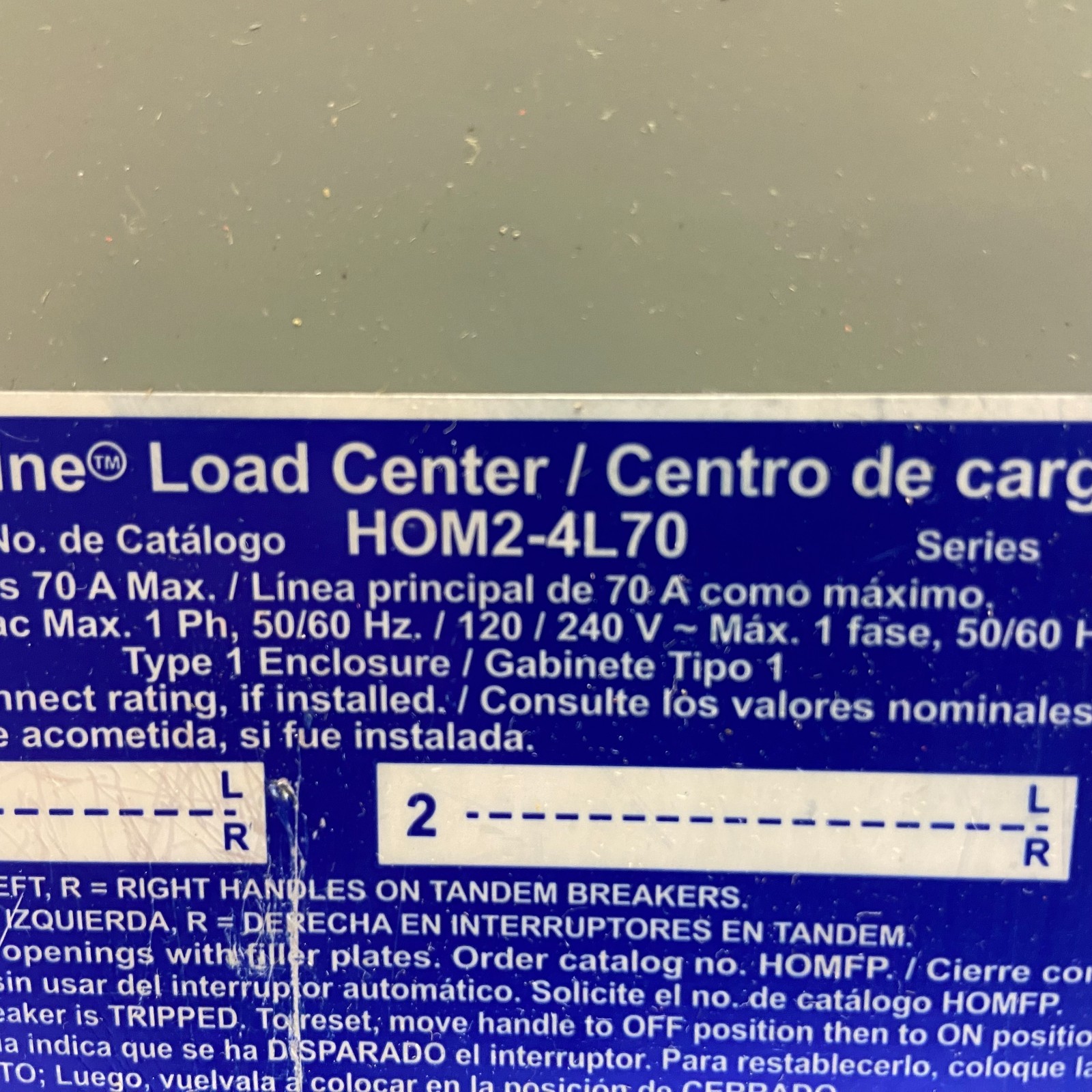 SQUARE D HOM2-4L70 Load center 1PH 3W 70A 120/240V