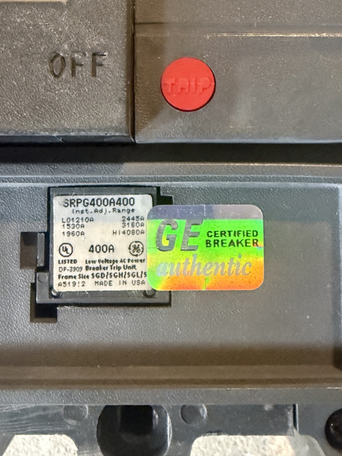 NEW GE SGLA36AT0400 / SGLA36AT4400C 3p 600v 400a 65k Circuit Breaker NEW IN BOX