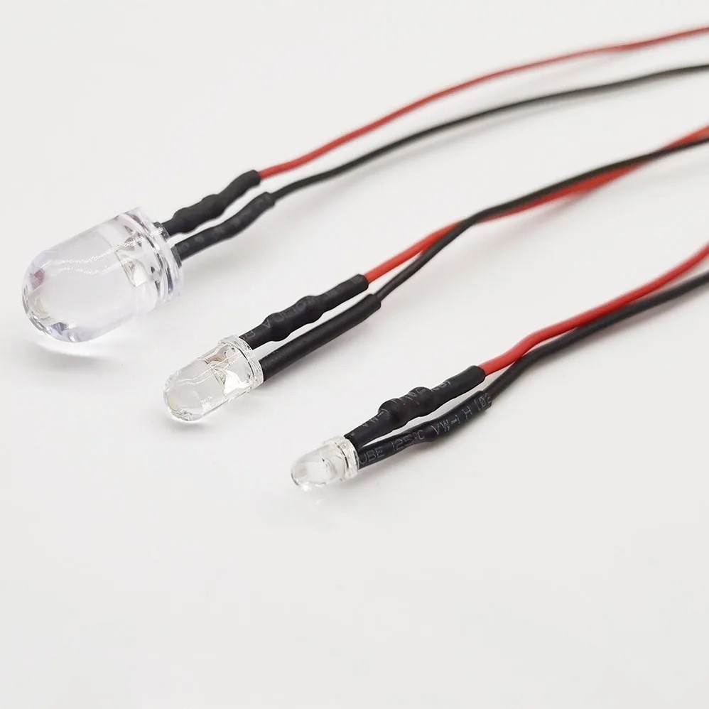 10x UV/Purple LED Light Single Bulb Wired Resistor 5-12V 10mm Large Round Clear
