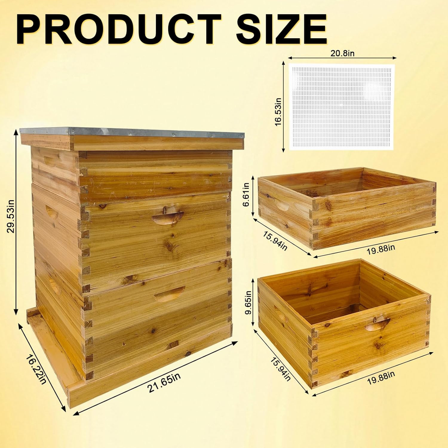 Beeswax Coated Bee Hive Starter Kit, 10-Frame Langstroth Beehive with 2 Deep and