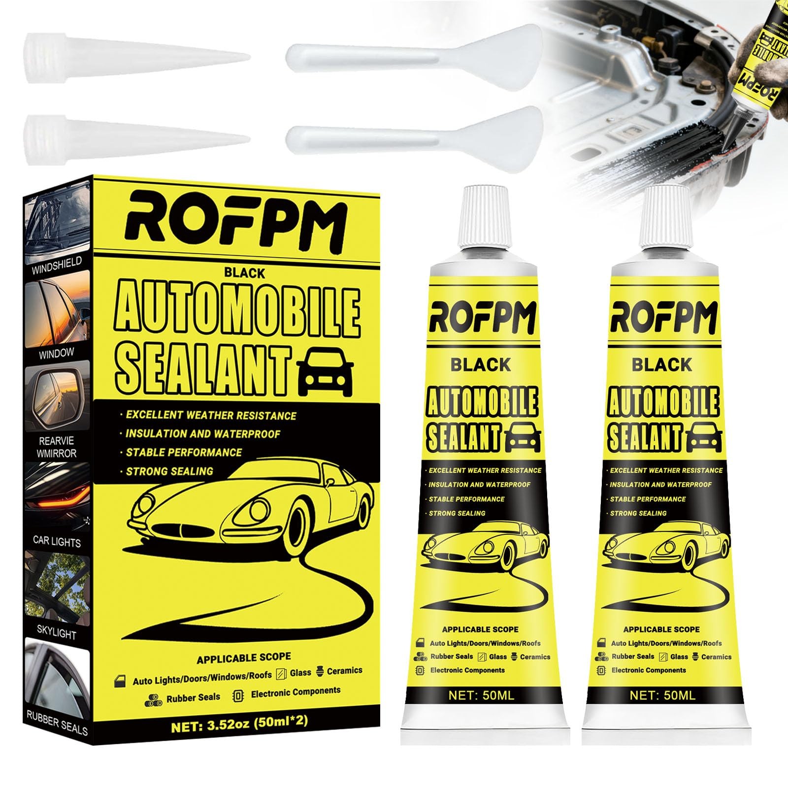 Automotive Adhesive Sealant Black, 100ml Auto Body Glue Heat Resistant, Silic…