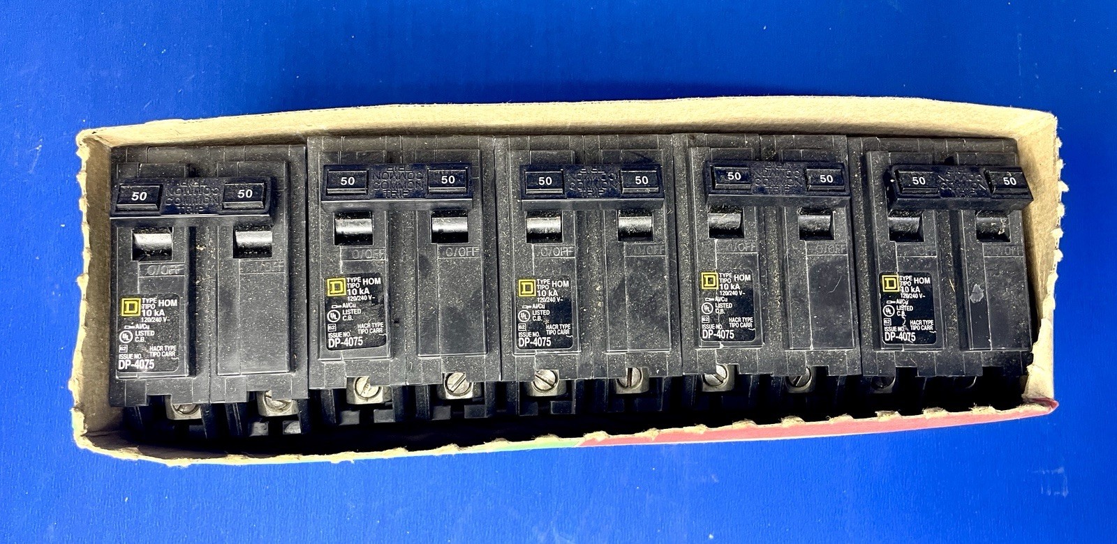 Qty (5) NEW! Schneider Square D Homeline 50Amp 2 Pole Circuit Breaker HOM250CP