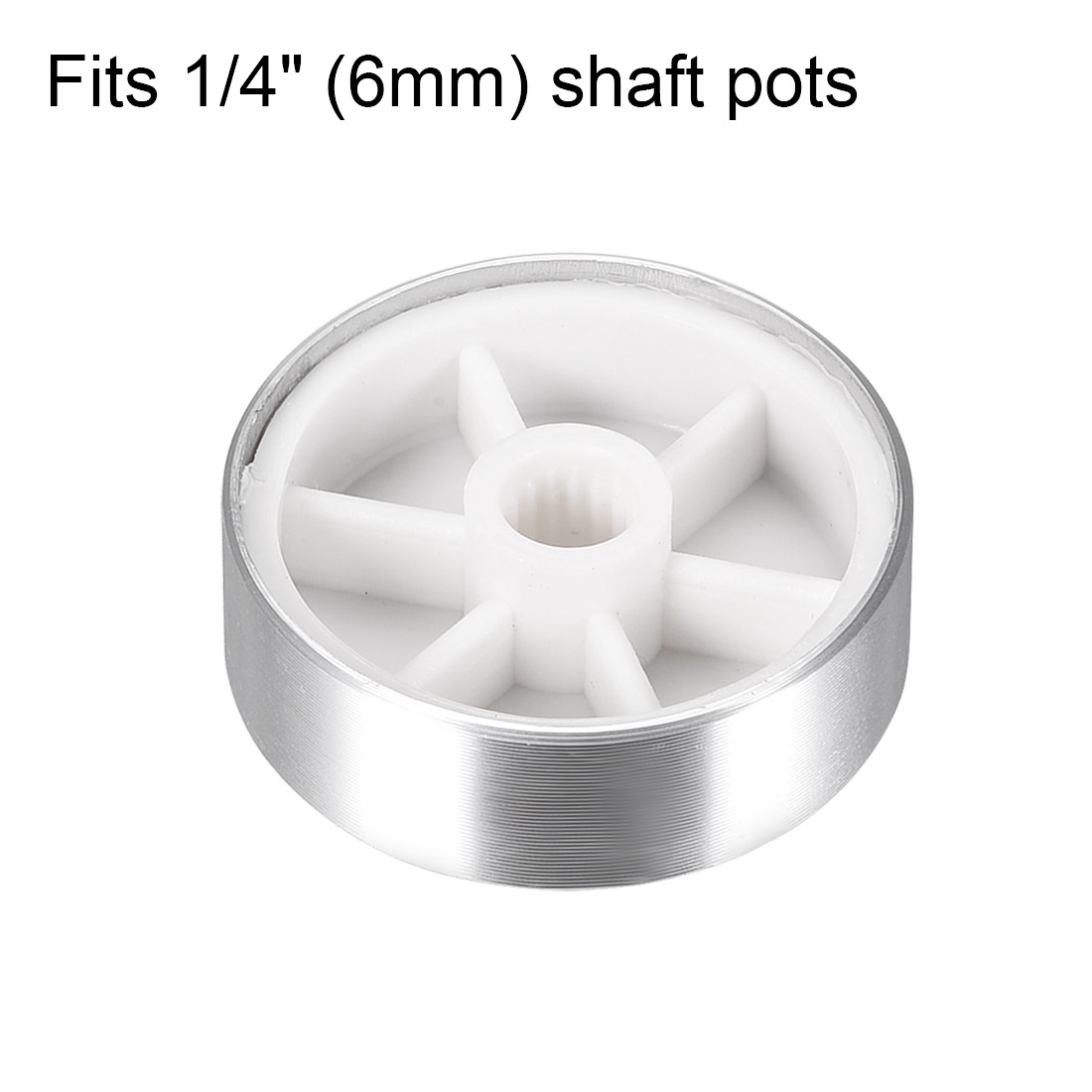 2 x Potentiometer Knobs Knurled Shaft Silver Tone Aluminum Rotary Knob 30mmx10mm