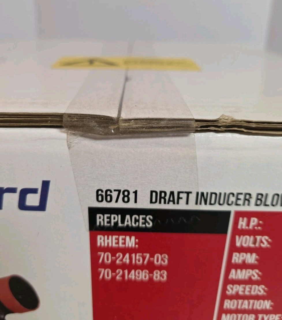 Packard 66781 Rheem Replacement Draft Inducer Blower Motor 115V 0.6 Amp